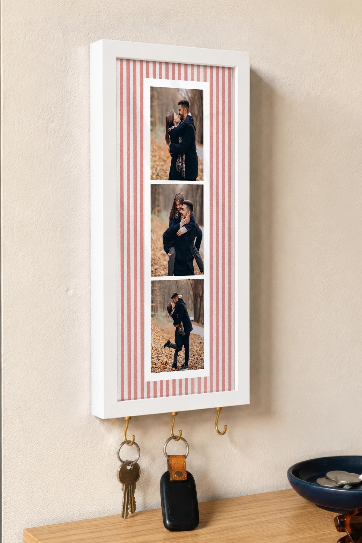 Kişiye Özel Tablo Anahtarlık, Photobooth Stili Beyaz Fotoğraf Çerçevesi, Vintage Duvar Dekoru