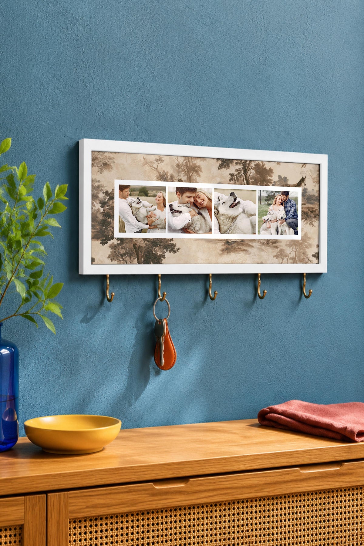 Kişiye Özel Tablo Anahtarlık, Photobooth Stili Beyaz Fotoğraf Çerçevesi, Vintage Duvar Dekoru