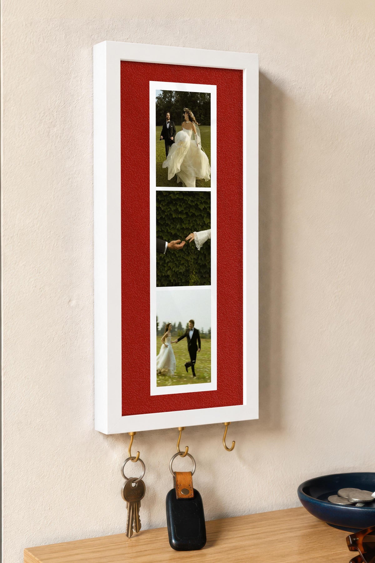 Kişiye Özel Tablo Anahtarlık, Photobooth Stili Beyaz Fotoğraf Çerçevesi, Vintage Duvar Dekoru