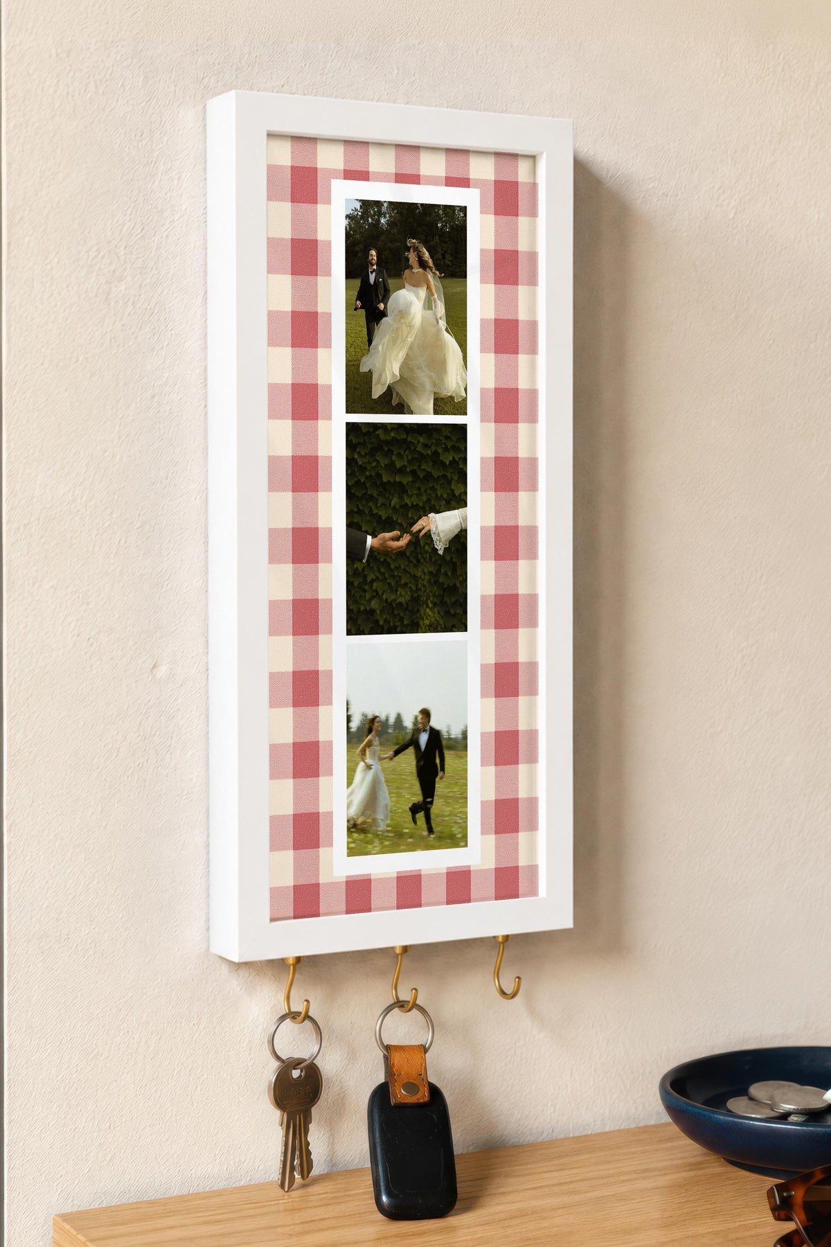 Kişiye Özel Tablo Anahtarlık, Photobooth Stili Beyaz Fotoğraf Çerçevesi, Vintage Duvar Dekoru
