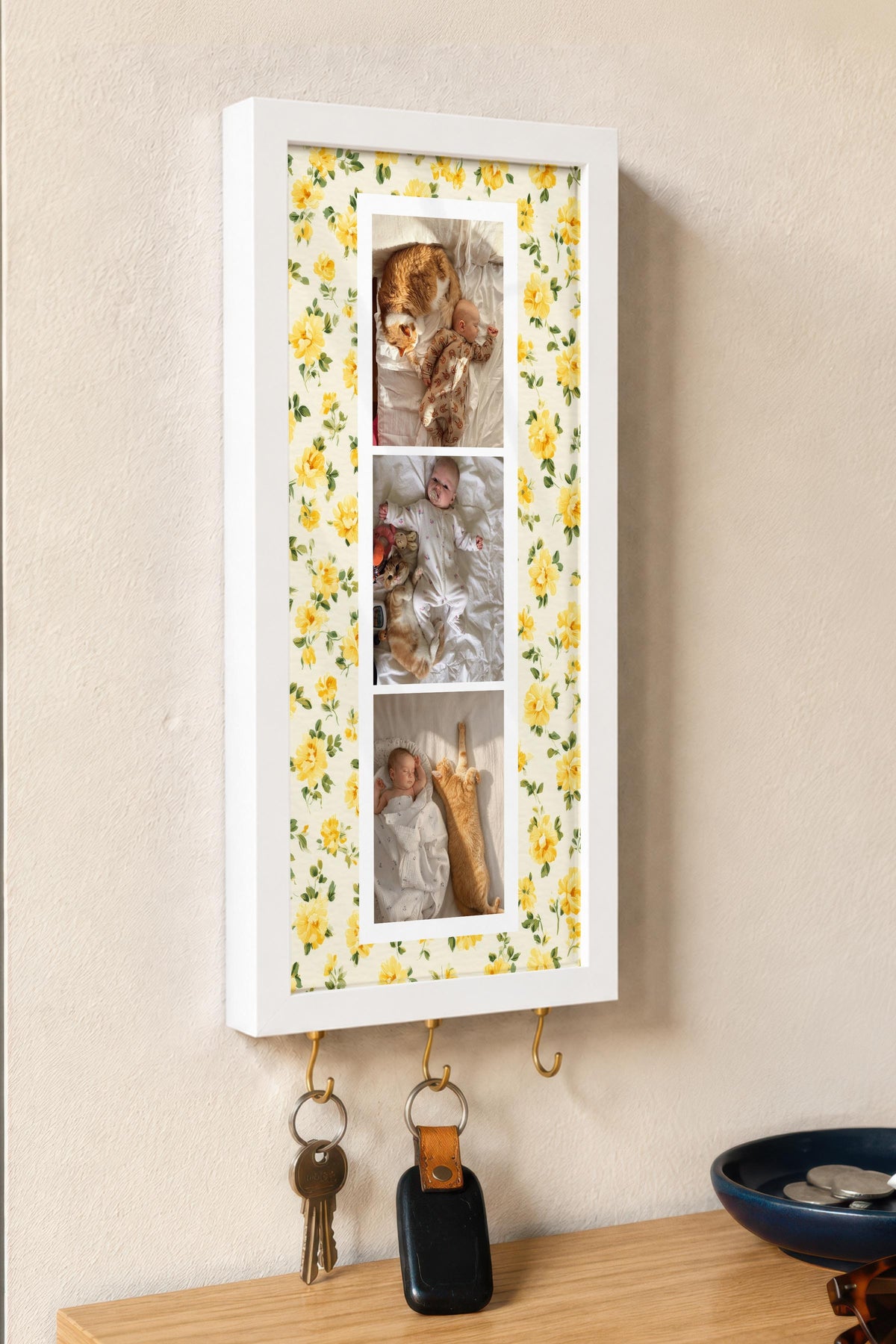 Kişiye Özel Tablo Anahtarlık, Photobooth Stili Beyaz Fotoğraf Çerçevesi, Vintage Duvar Dekoru