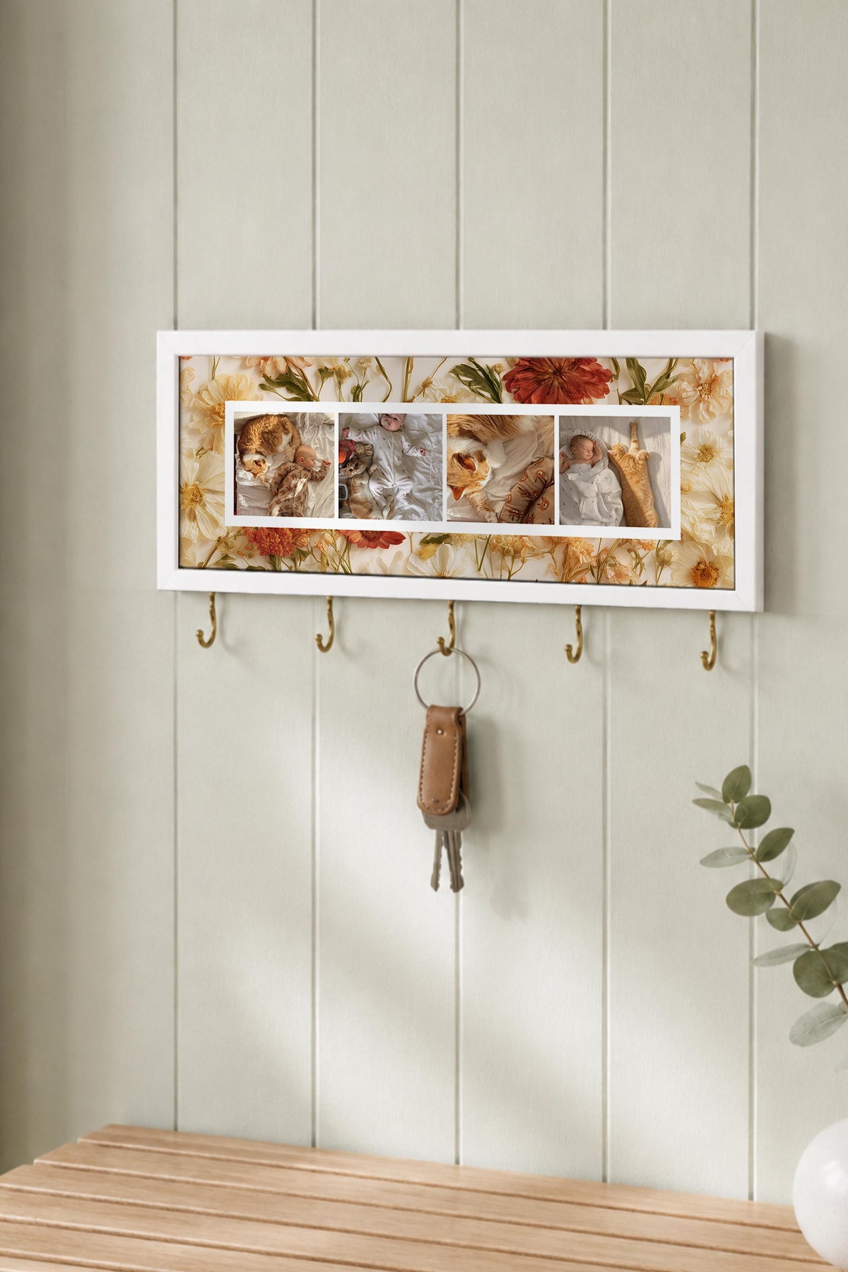 Kişiye Özel Tablo Anahtarlık, Photobooth Stili Beyaz Fotoğraf Çerçevesi, Vintage Duvar Dekoru