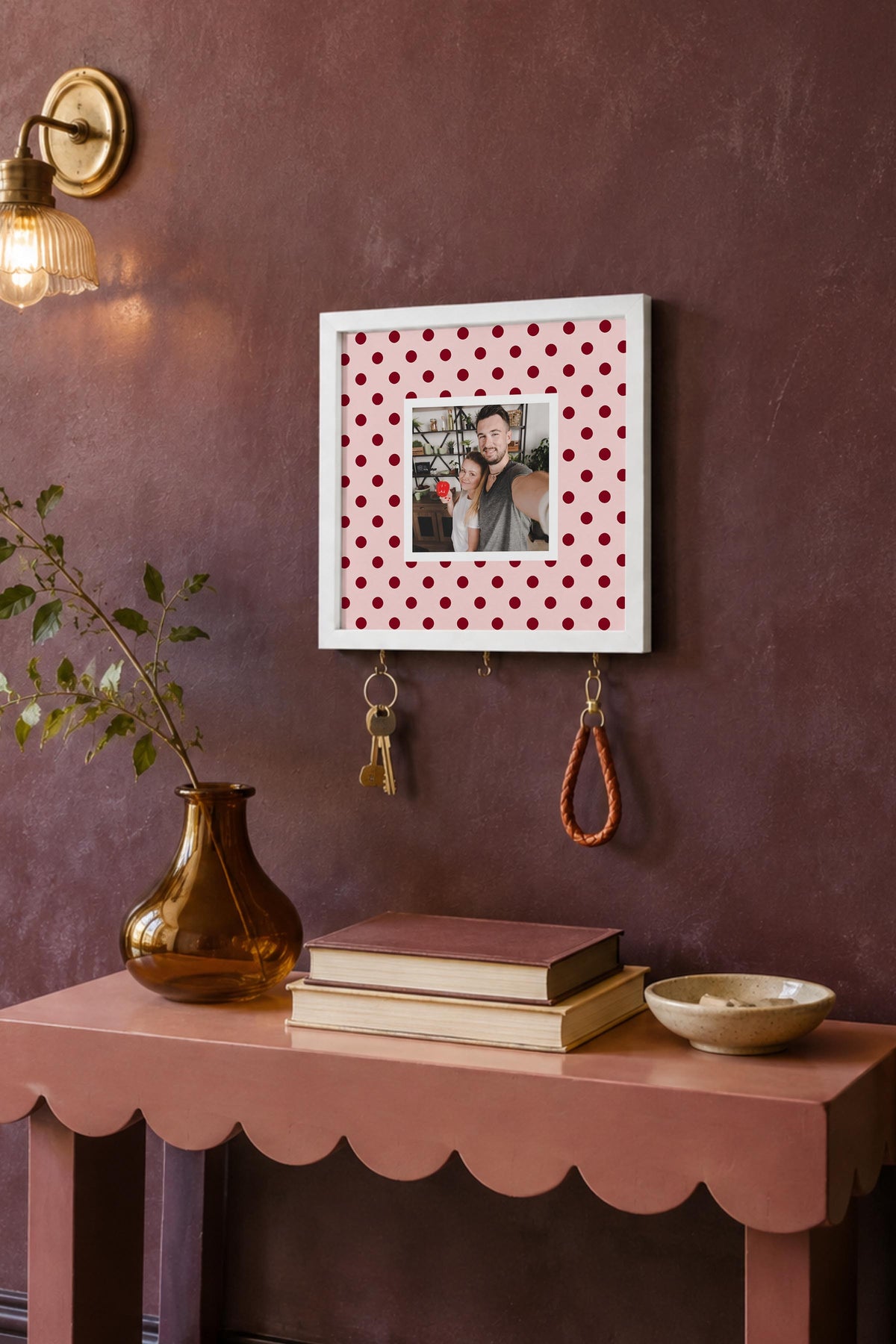 Kişiye Özel Tablo Anahtarlık, Photobooth Stili Beyaz Fotoğraf Çerçevesi, Vintage Duvar Dekoru
