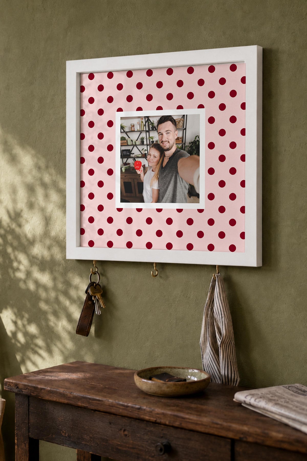 Kişiye Özel Tablo Anahtarlık, Photobooth Stili Beyaz Fotoğraf Çerçevesi, Vintage Duvar Dekoru