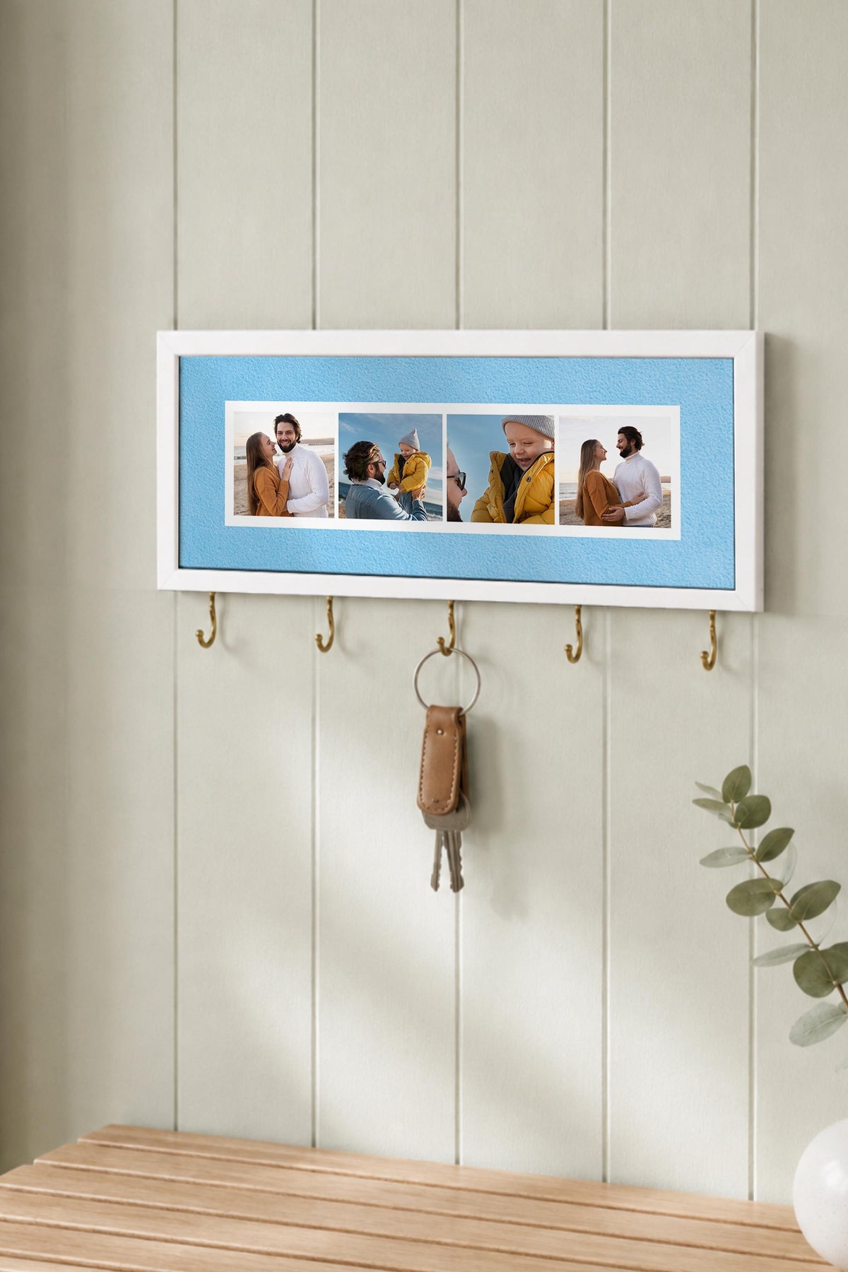 Kişiye Özel Tablo Anahtarlık, Photobooth Stili Beyaz Fotoğraf Çerçevesi, Vintage Duvar Dekoru