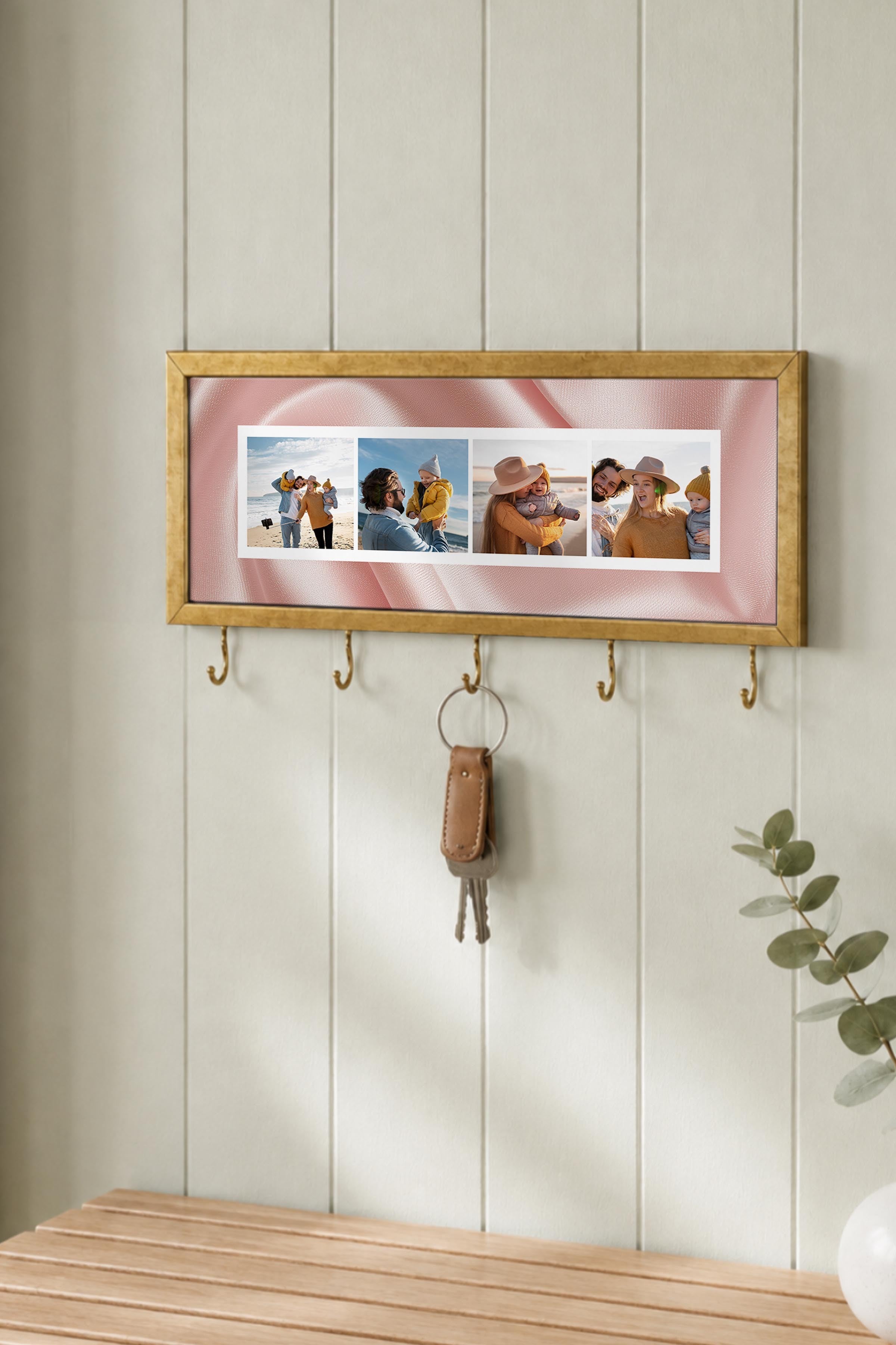 Kişiye Özel Tablo Anahtarlık, Photobooth Stili Gold Fotoğraf Çerçevesi, Vintage Duvar Dekoru