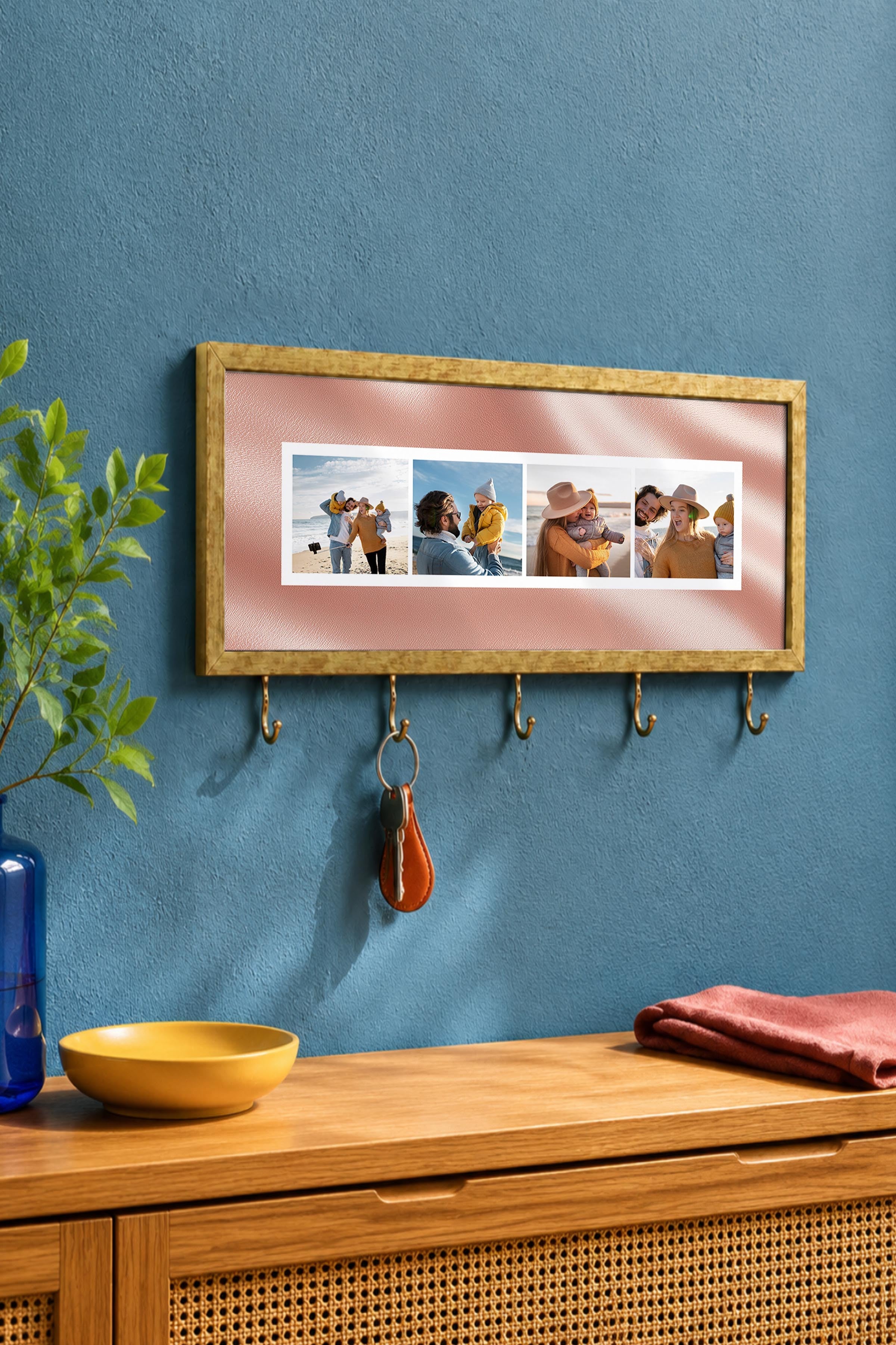 Kişiye Özel Tablo Anahtarlık, Photobooth Stili Gold Fotoğraf Çerçevesi, Vintage Duvar Dekoru