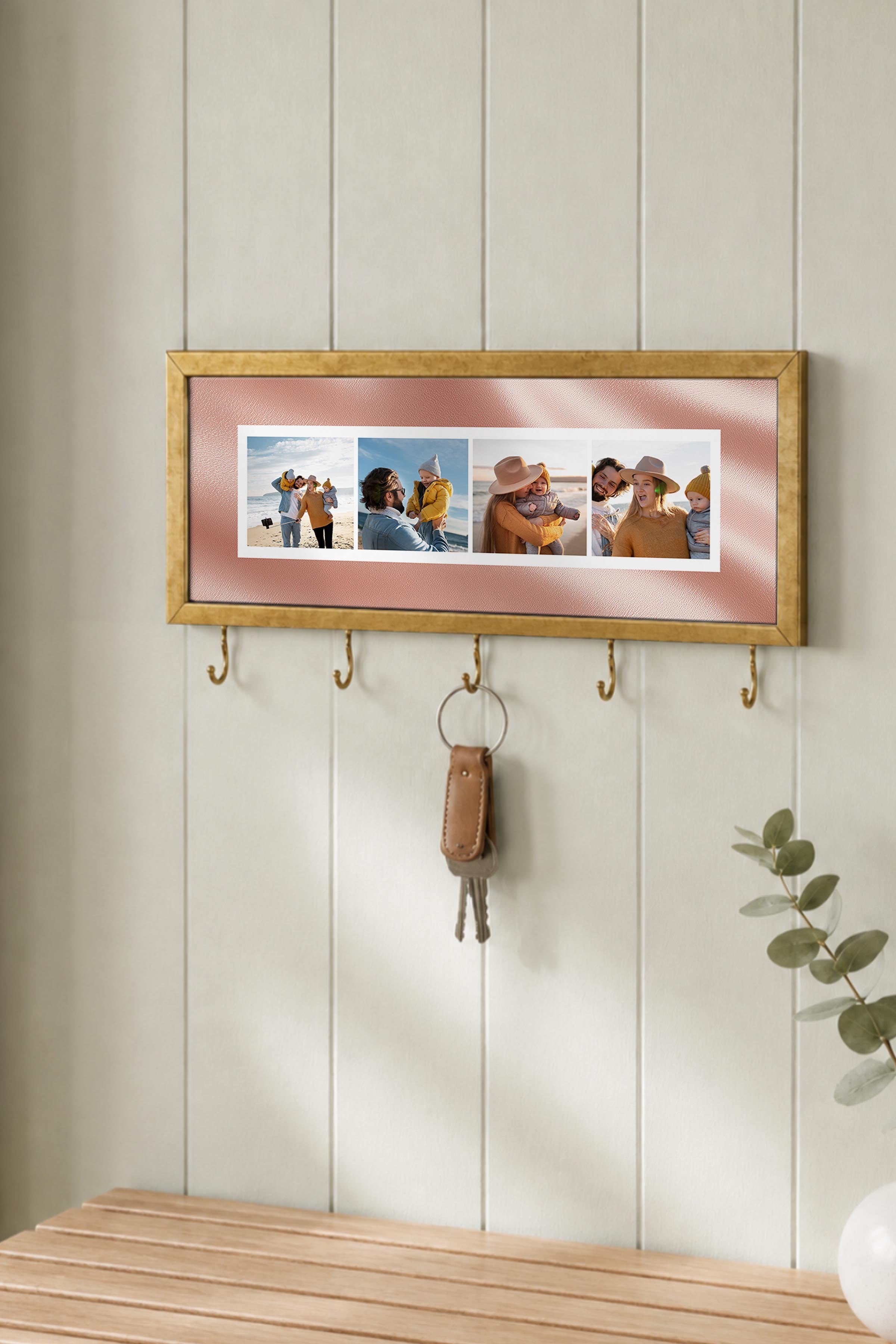 Kişiye Özel Tablo Anahtarlık, Photobooth Stili Gold Fotoğraf Çerçevesi, Vintage Duvar Dekoru