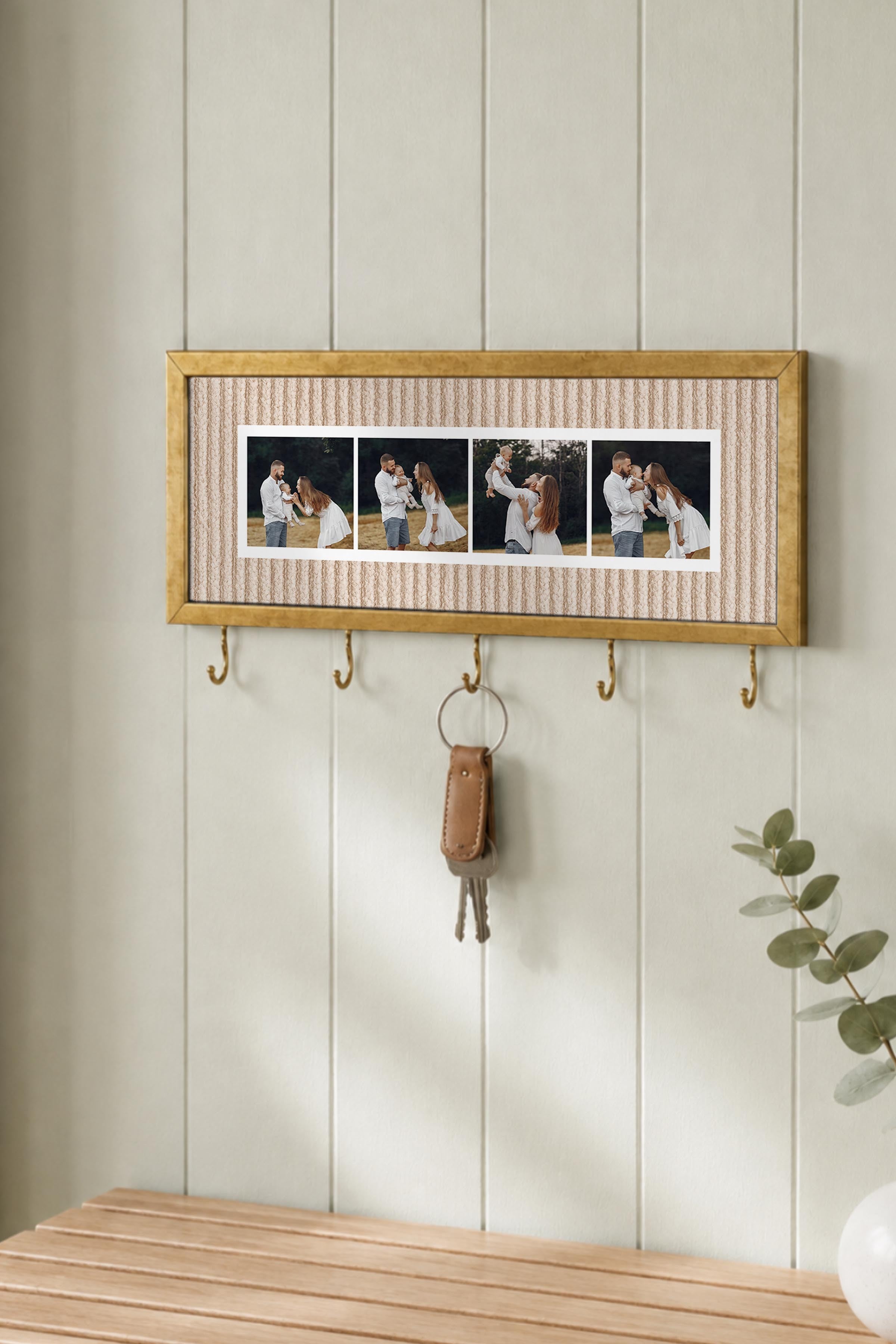 Kişiye Özel Tablo Anahtarlık, Photobooth Stili Gold Fotoğraf Çerçevesi, Vintage Duvar Dekoru