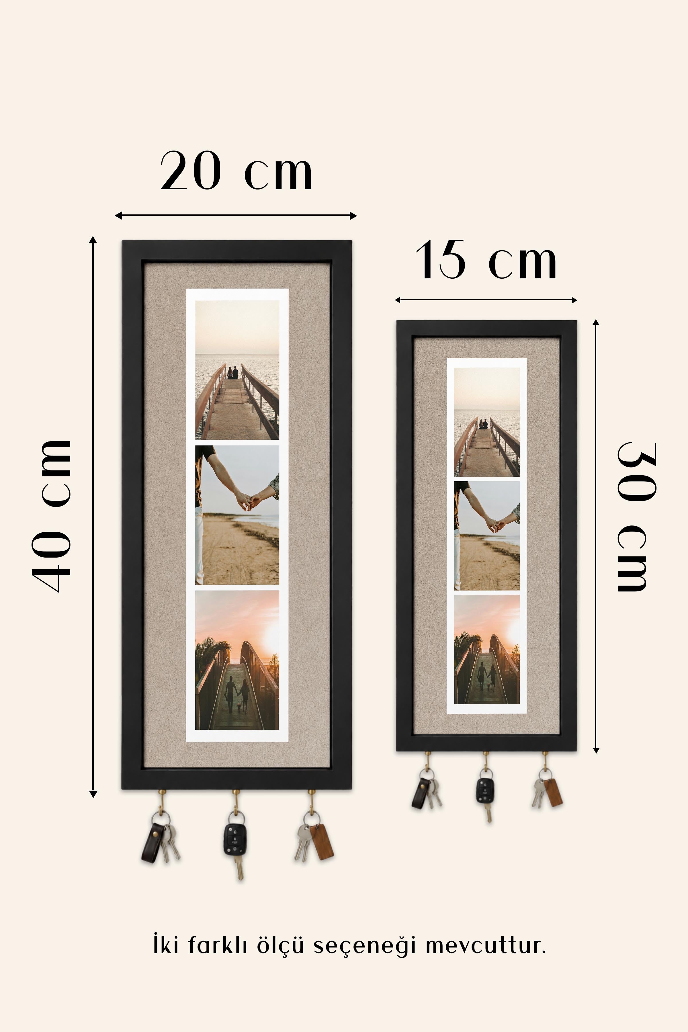 Kişiye Özel Tablo Anahtarlık, Photobooth Stili Gold Fotoğraf Çerçevesi, Vintage Duvar Dekoru