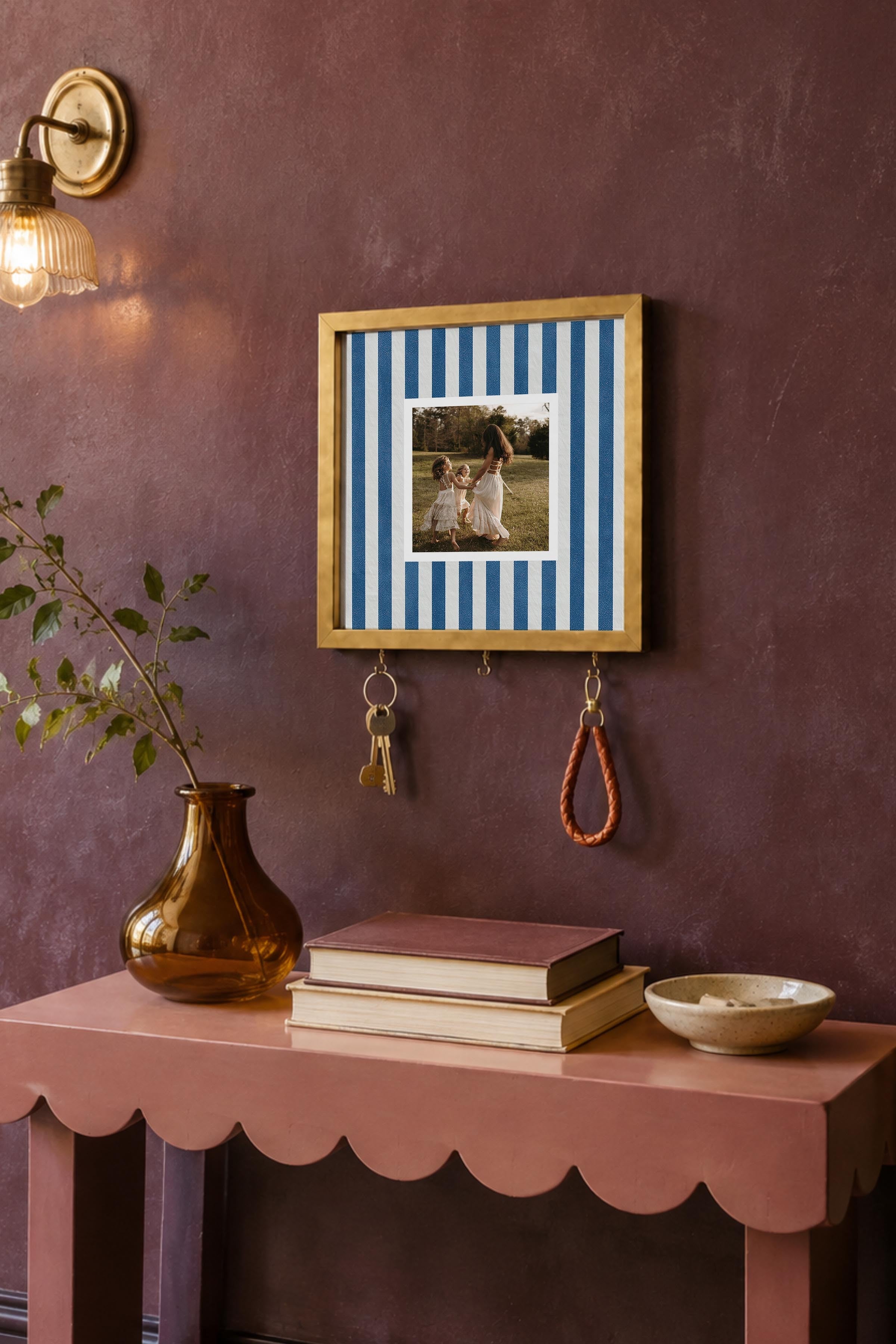 Kişiye Özel Tablo Anahtarlık, Photobooth Stili Gold Fotoğraf Çerçevesi, Vintage Duvar Dekoru