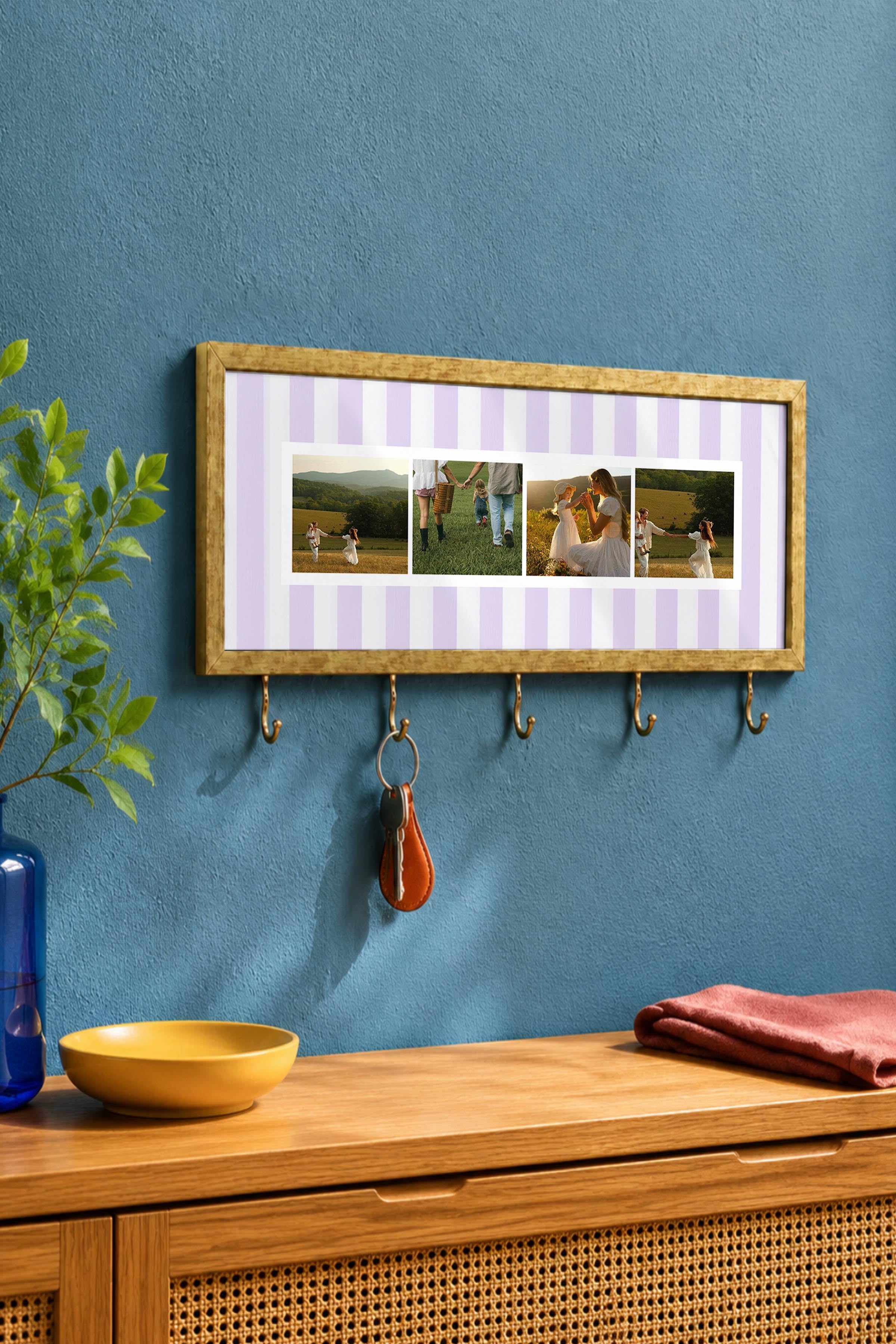 Kişiye Özel Tablo Anahtarlık, Photobooth Stili Gold Fotoğraf Çerçevesi, Vintage Duvar Dekoru