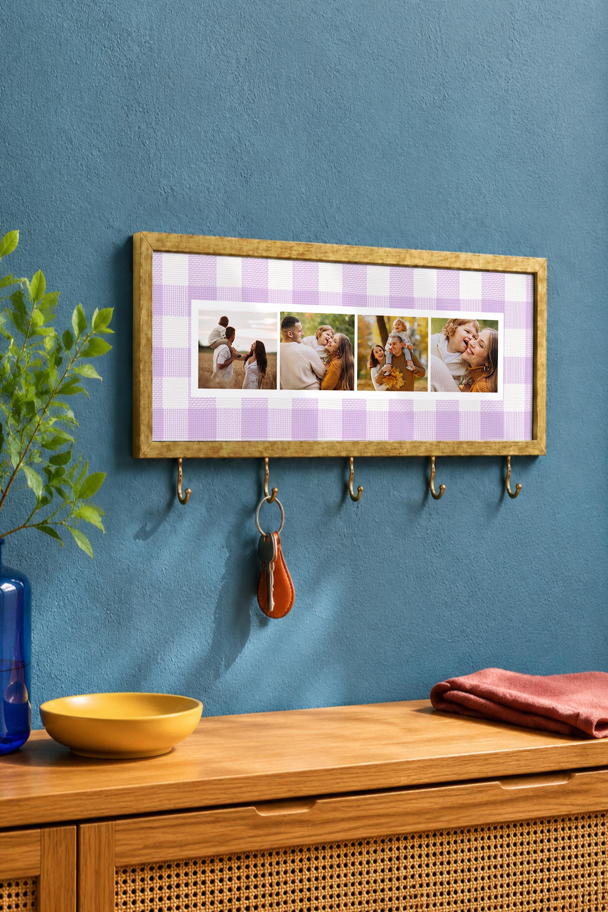 Kişiye Özel Tablo Anahtarlık, Photobooth Stili Gold Fotoğraf Çerçevesi, Vintage Duvar Dekoru
