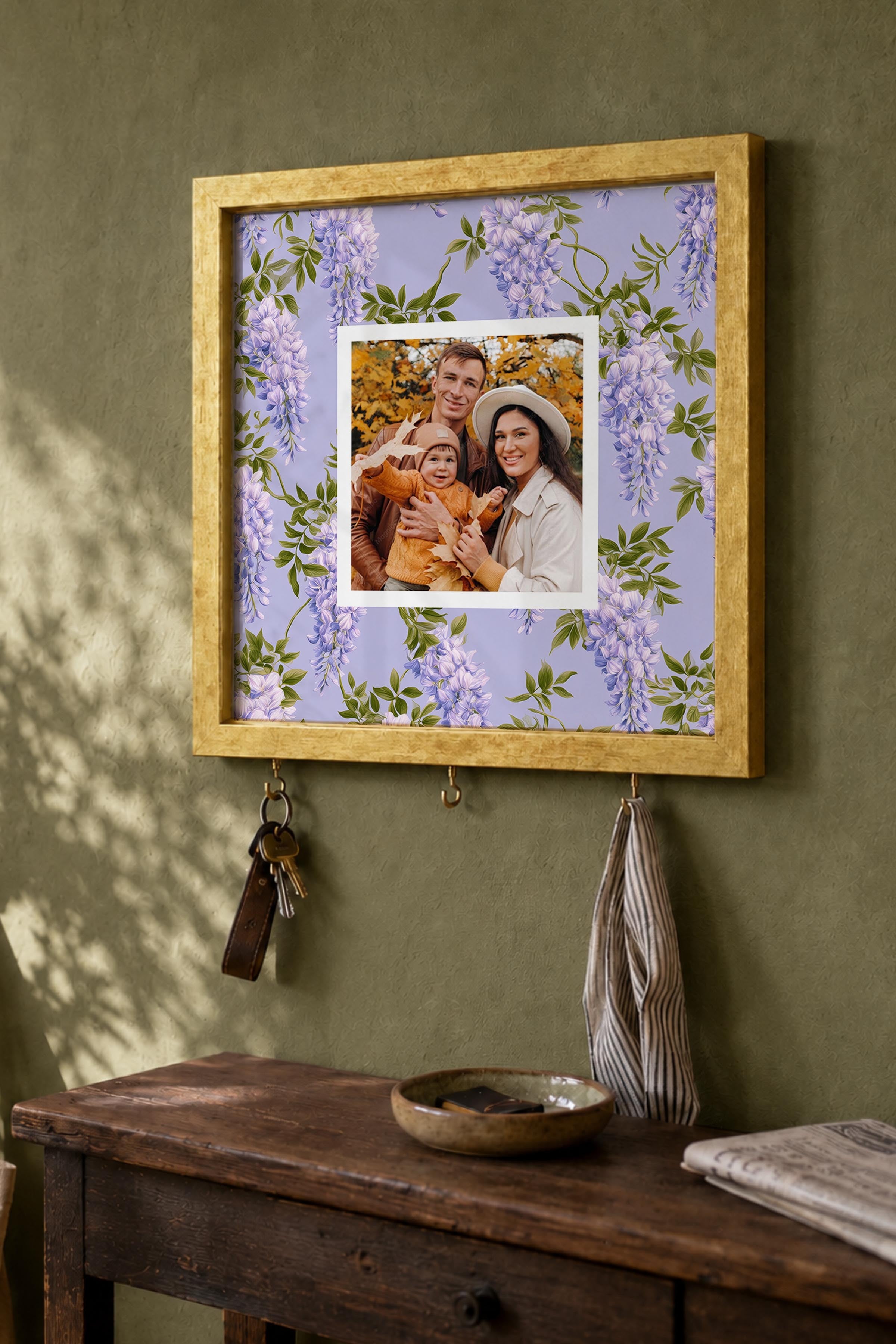 Kişiye Özel Tablo Anahtarlık, Photobooth Stili Gold Fotoğraf Çerçevesi, Vintage Duvar Dekoru