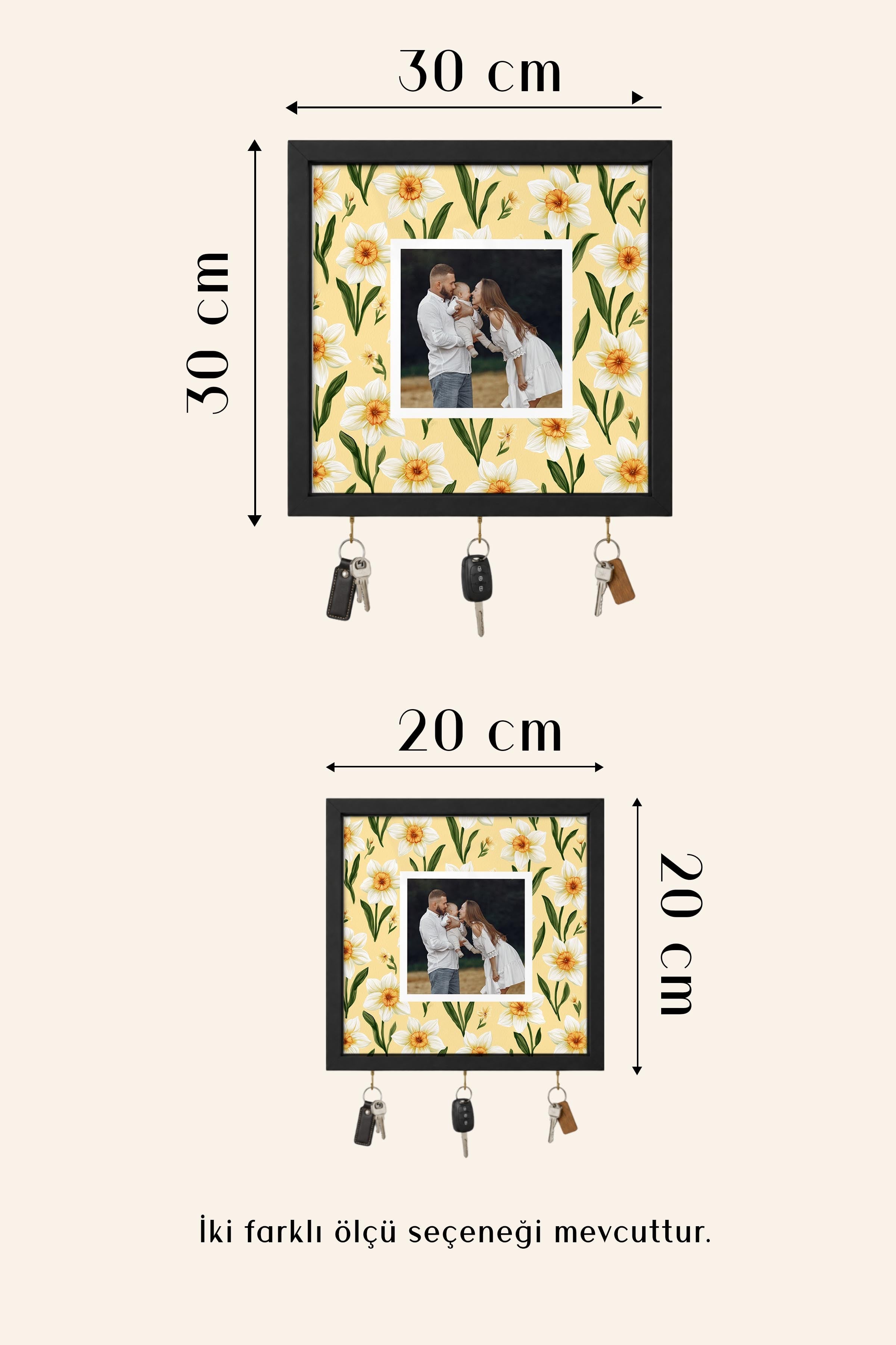 Kişiye Özel Tablo Anahtarlık, Photobooth Stili Gold Fotoğraf Çerçevesi, Vintage Duvar Dekoru
