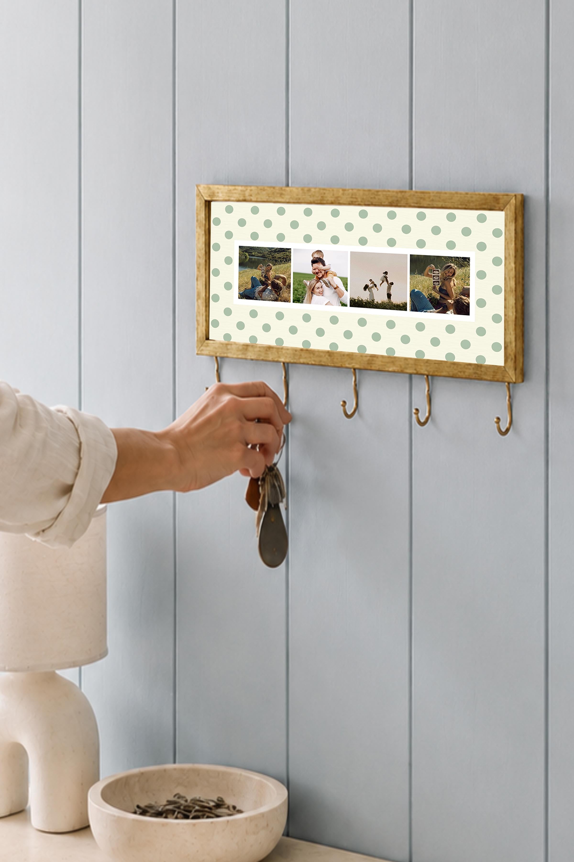 Kişiye Özel Tablo Anahtarlık, Photobooth Stili Gold Fotoğraf Çerçevesi, Vintage Duvar Dekoru