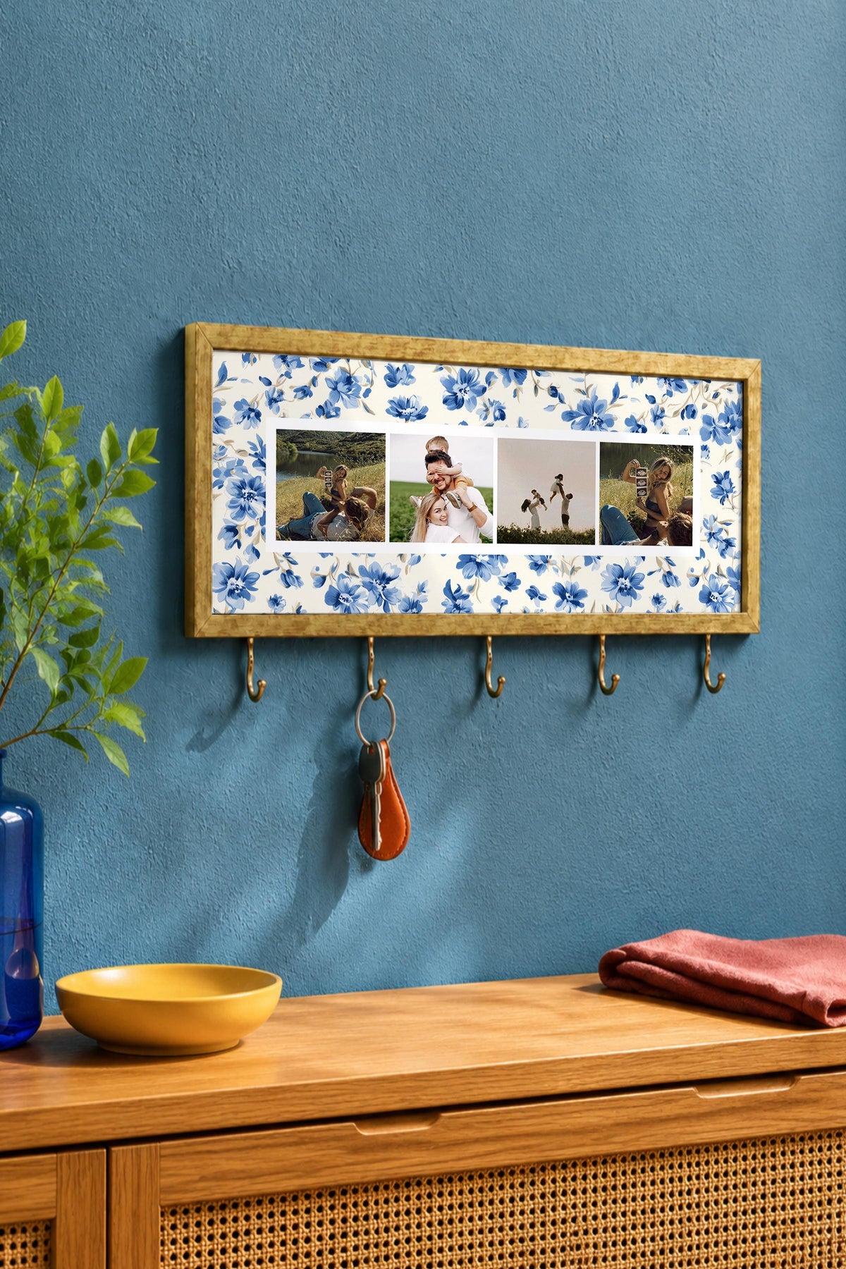 Kişiye Özel Tablo Anahtarlık, Photobooth Stili Gold Fotoğraf Çerçevesi, Vintage Duvar Dekoru