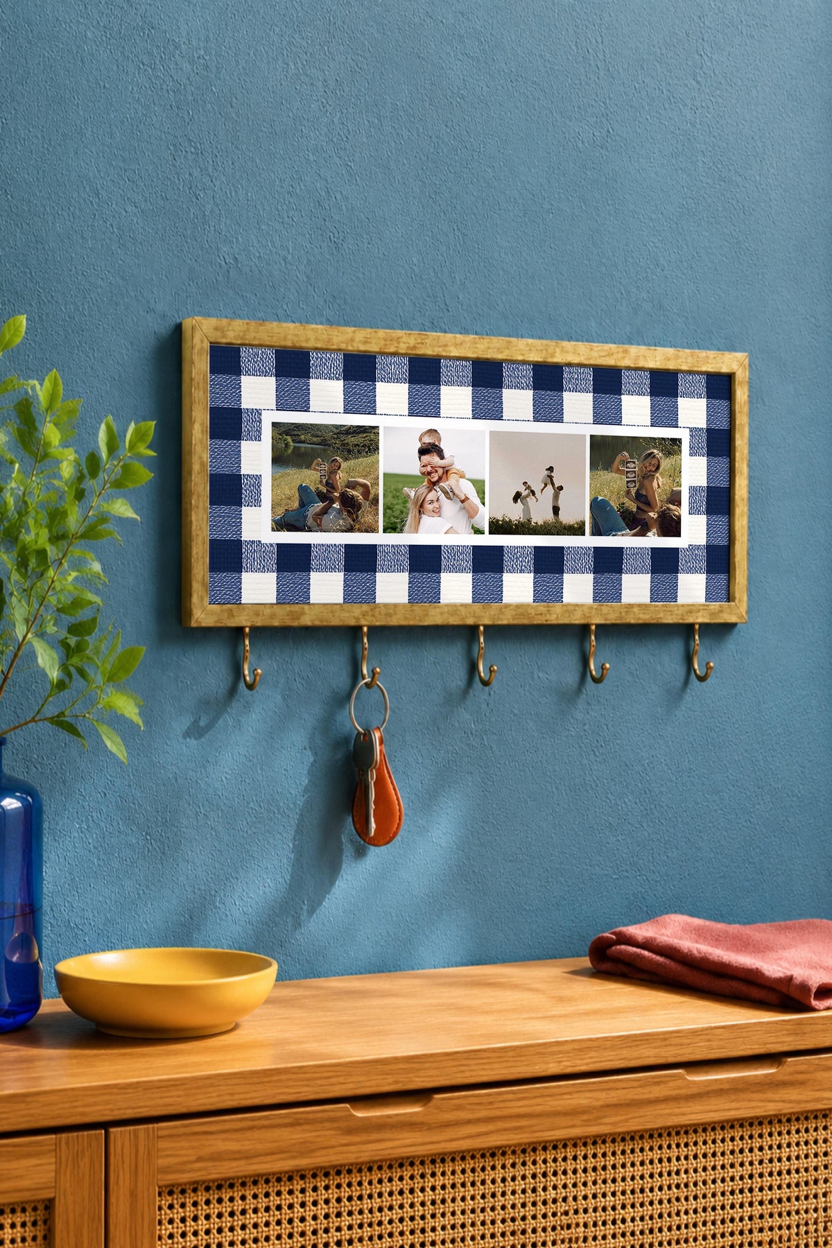 Kişiye Özel Tablo Anahtarlık, Photobooth Stili Gold Fotoğraf Çerçevesi, Vintage Duvar Dekoru