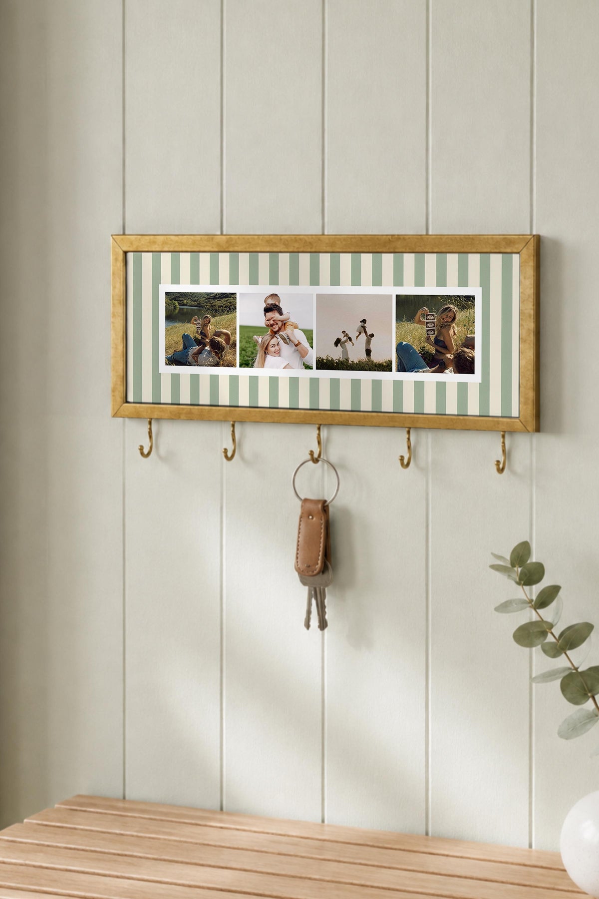 Kişiye Özel Tablo Anahtarlık, Photobooth Stili Gold Fotoğraf Çerçevesi, Vintage Duvar Dekoru