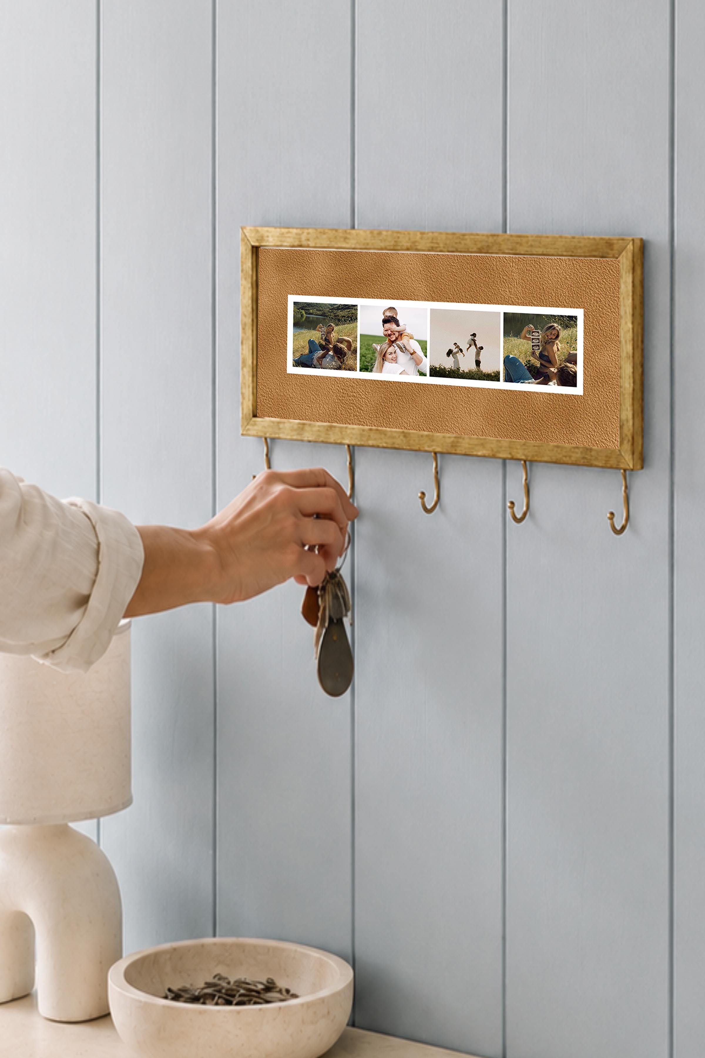 Kişiye Özel Tablo Anahtarlık, Photobooth Stili Gold Fotoğraf Çerçevesi, Vintage Duvar Dekoru