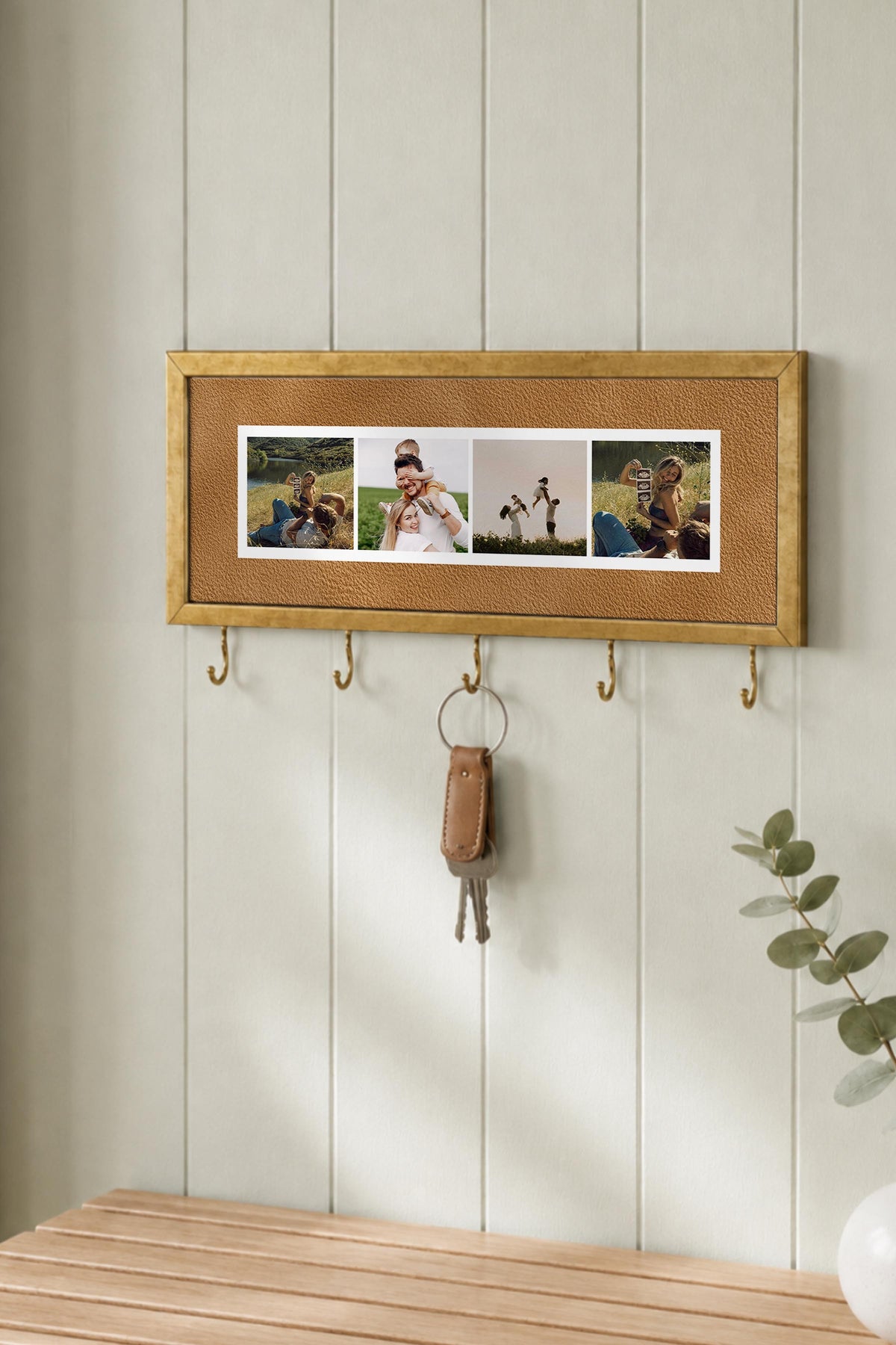 Kişiye Özel Tablo Anahtarlık, Photobooth Stili Gold Fotoğraf Çerçevesi, Vintage Duvar Dekoru