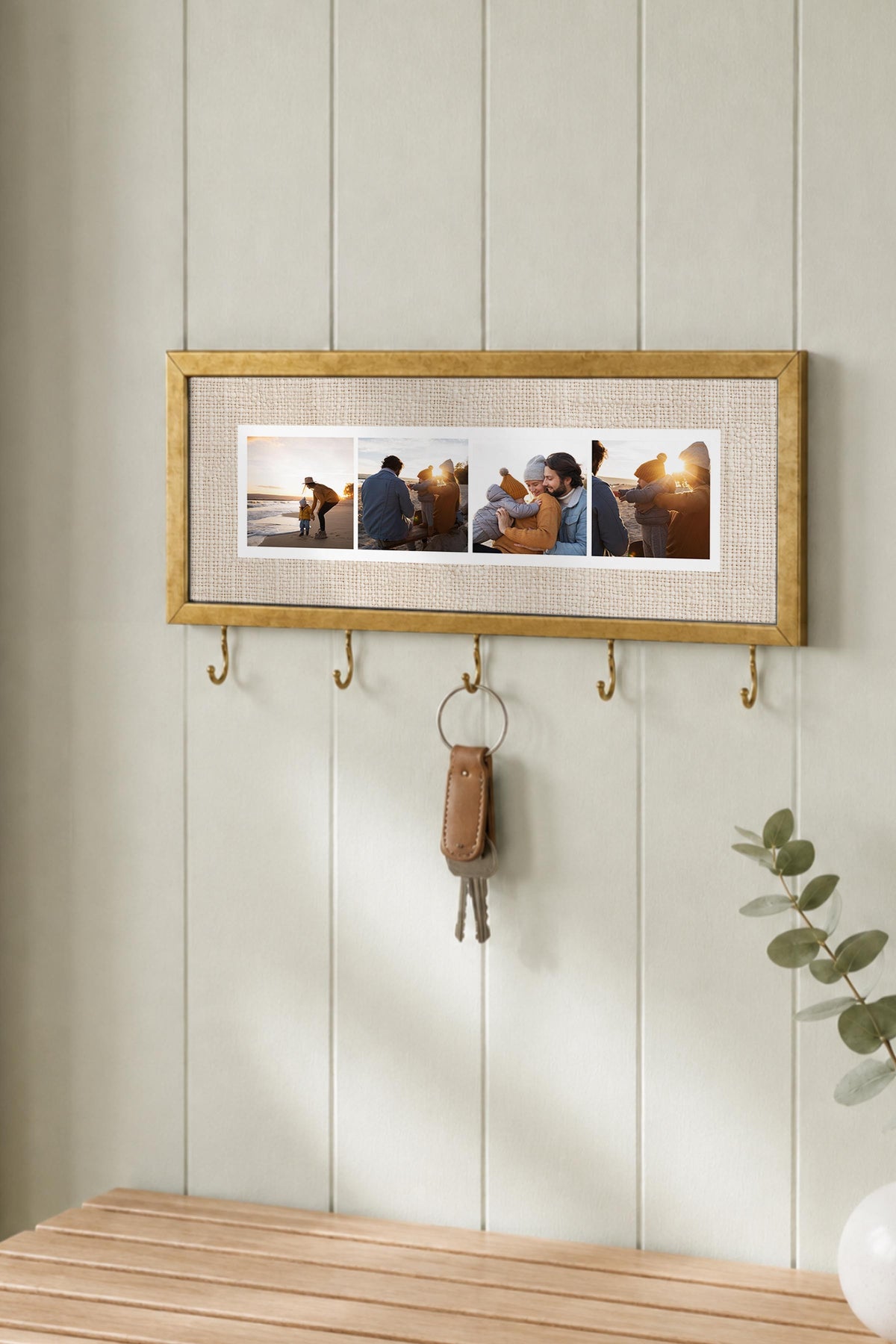 Kişiye Özel Tablo Anahtarlık, Photobooth Stili Gold Fotoğraf Çerçevesi, Vintage Duvar Dekoru