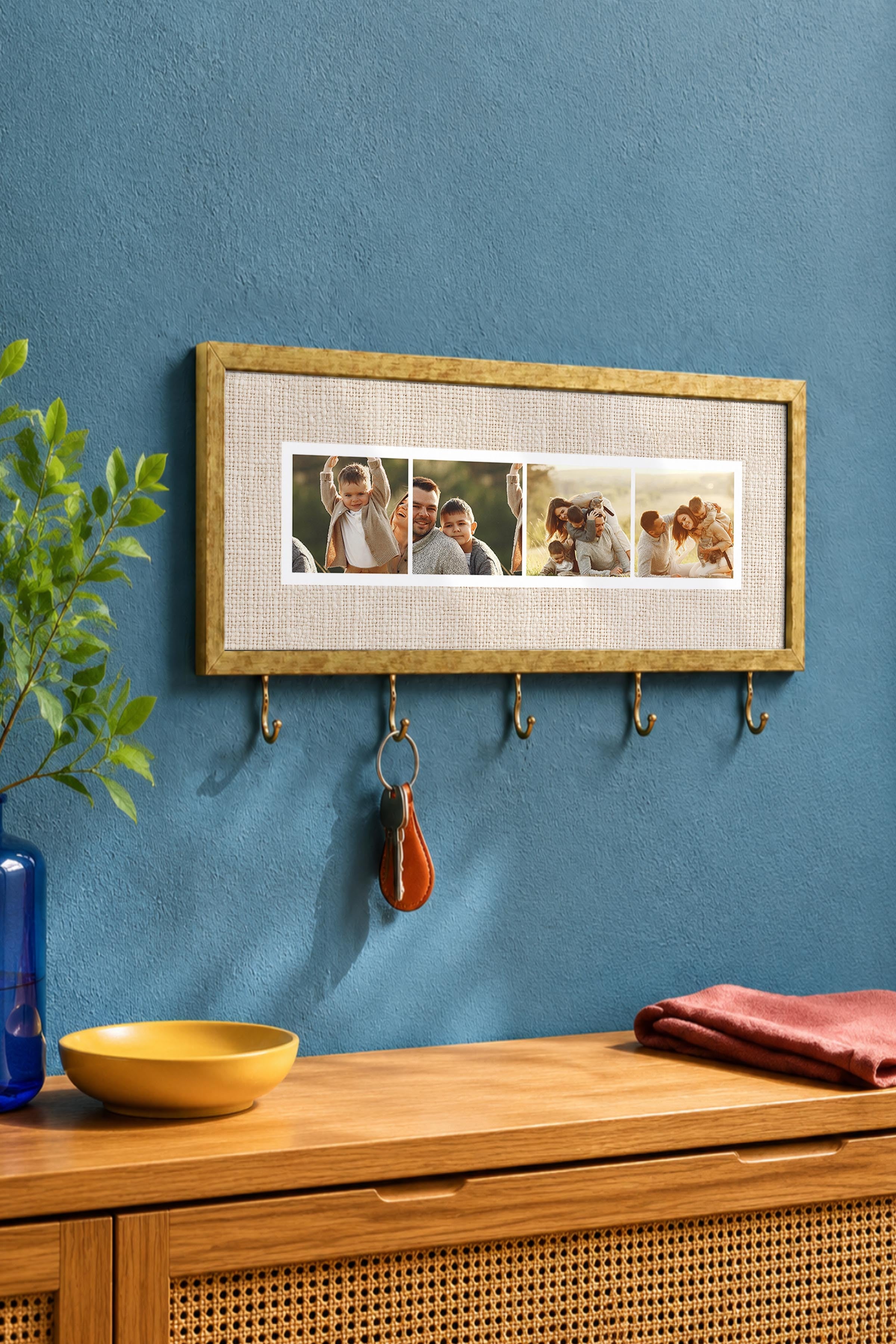 Kişiye Özel Tablo Anahtarlık, Photobooth Stili Gold Fotoğraf Çerçevesi, Vintage Duvar Dekoru