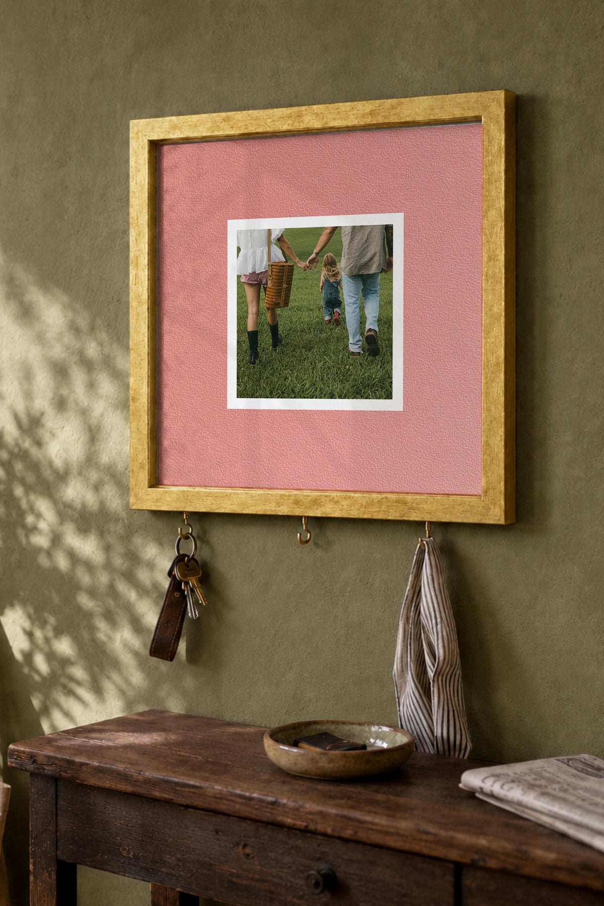 Kişiye Özel Tablo Anahtarlık, Photobooth Stili Gold Fotoğraf Çerçevesi, Vintage Duvar Dekoru