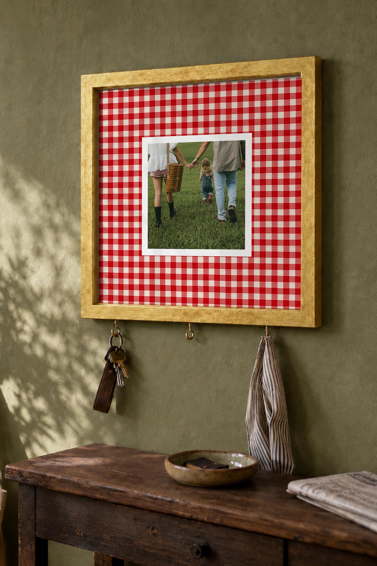 Kişiye Özel Tablo Anahtarlık, Photobooth Stili Gold Fotoğraf Çerçevesi, Vintage Duvar Dekoru