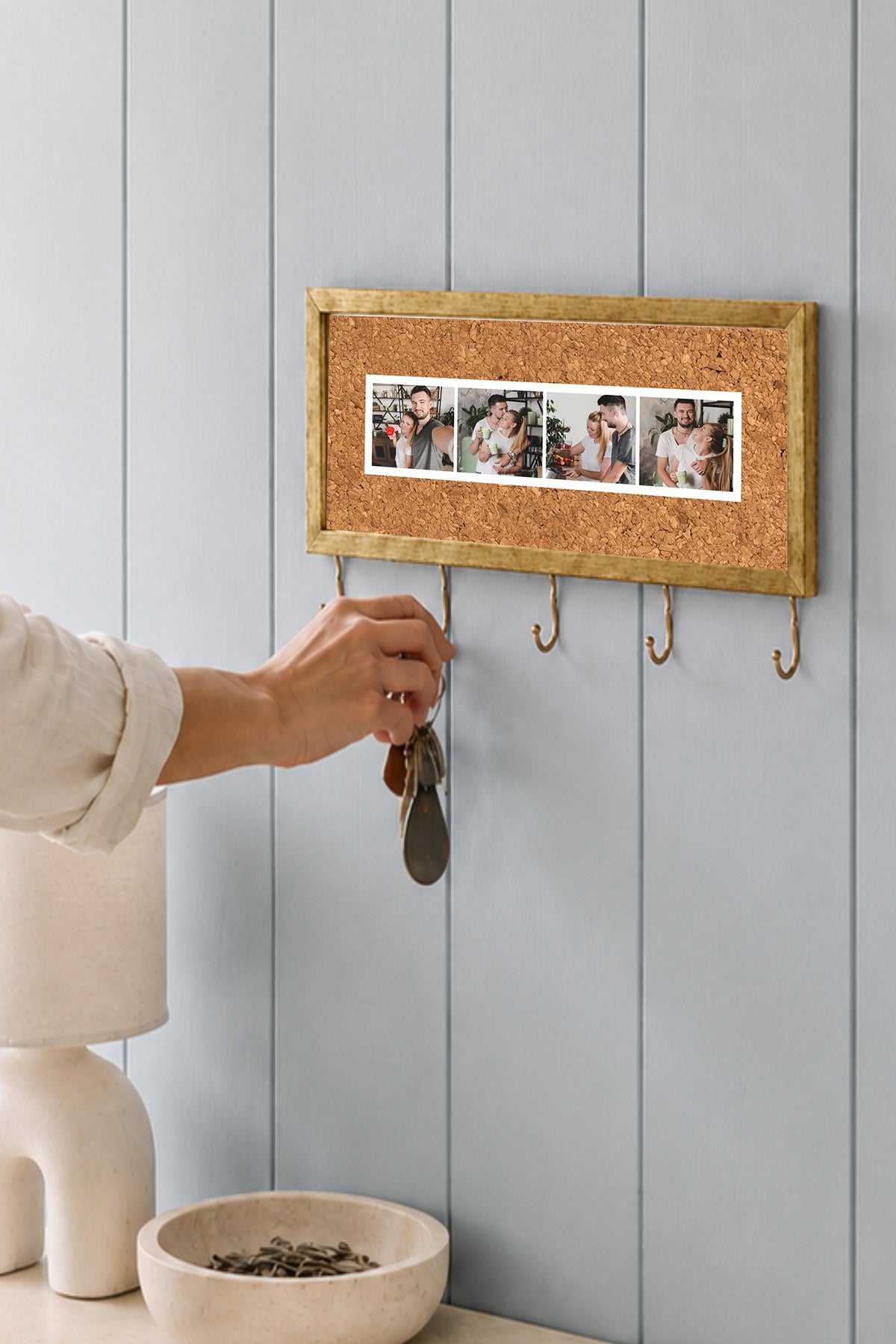 Kişiye Özel Tablo Anahtarlık, Photobooth Stili Gold Fotoğraf Çerçevesi, Vintage Duvar Dekoru