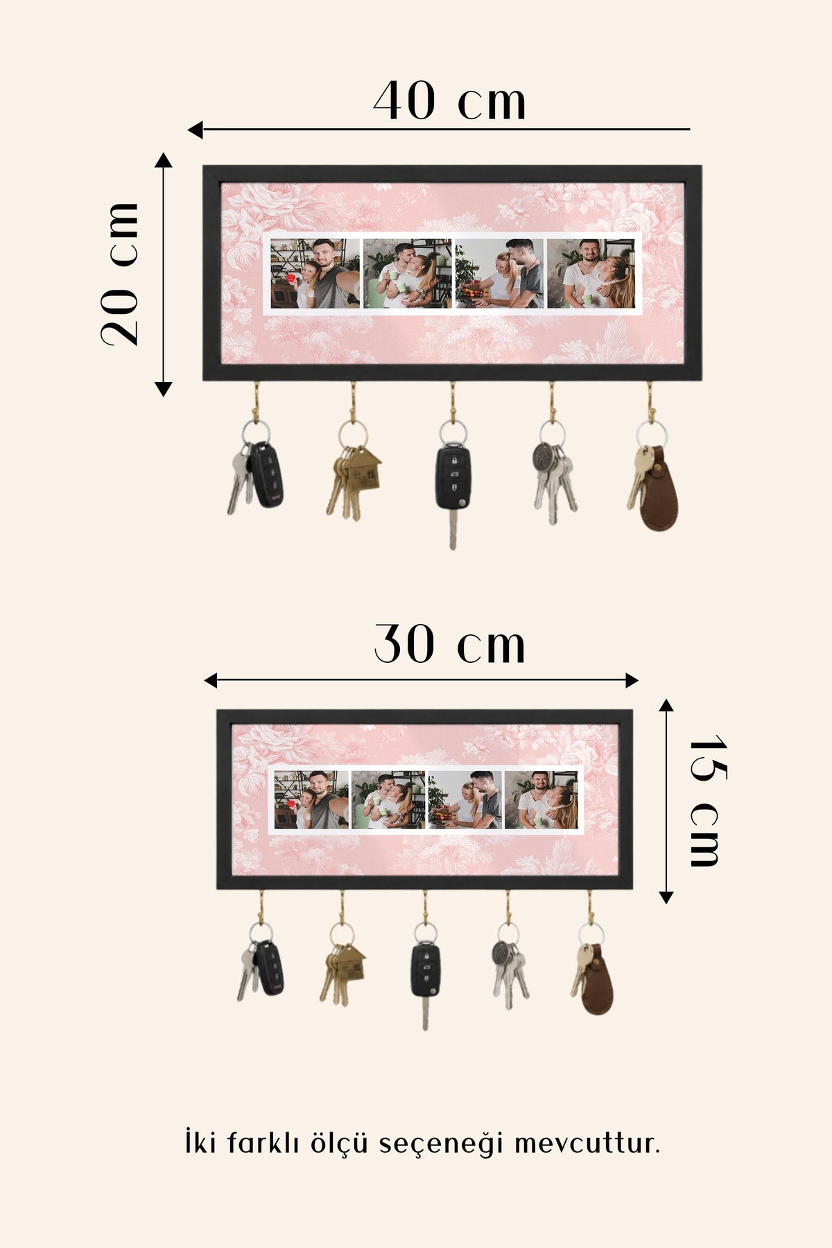 Kişiye Özel Tablo Anahtarlık, Photobooth Stili Gold Fotoğraf Çerçevesi, Vintage Duvar Dekoru