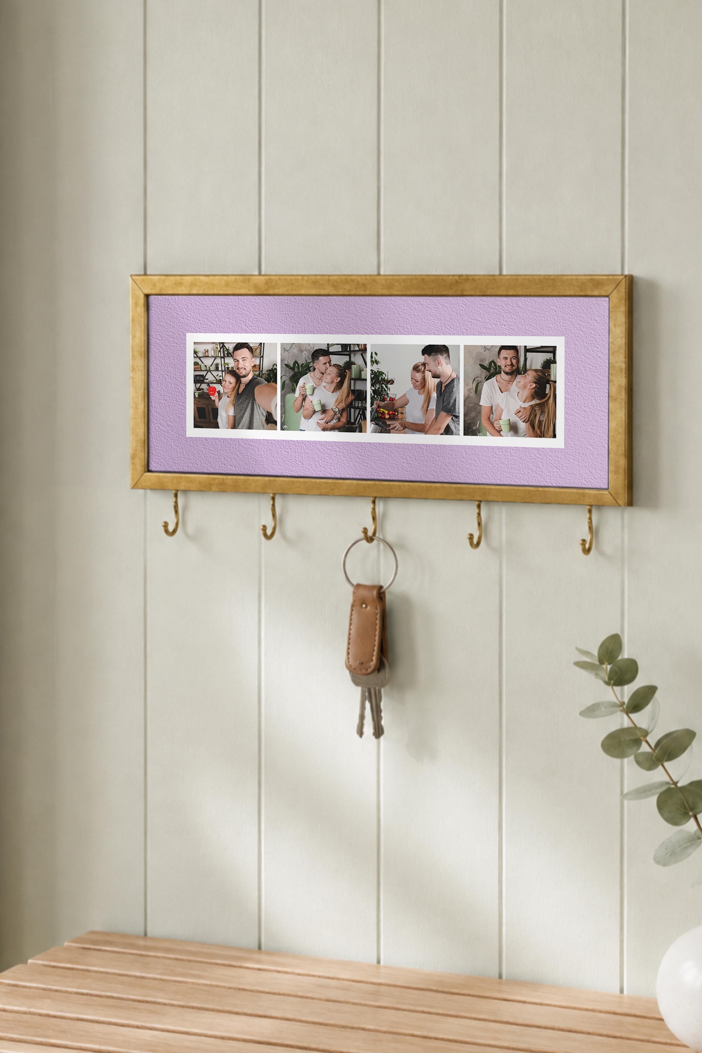 Kişiye Özel Tablo Anahtarlık, Photobooth Stili Gold Fotoğraf Çerçevesi, Vintage Duvar Dekoru