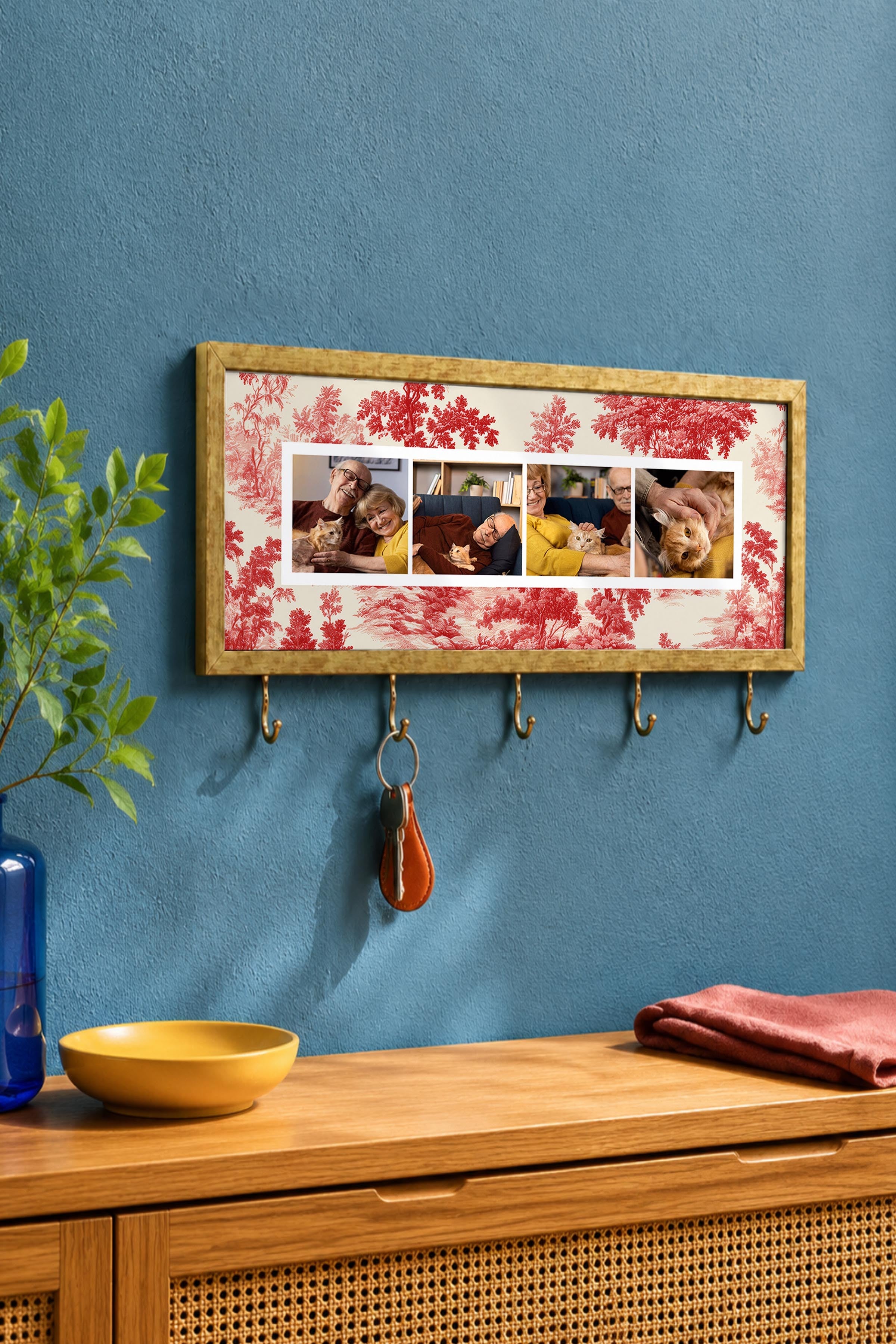 Kişiye Özel Tablo Anahtarlık, Photobooth Stili Gold Fotoğraf Çerçevesi, Vintage Duvar Dekoru