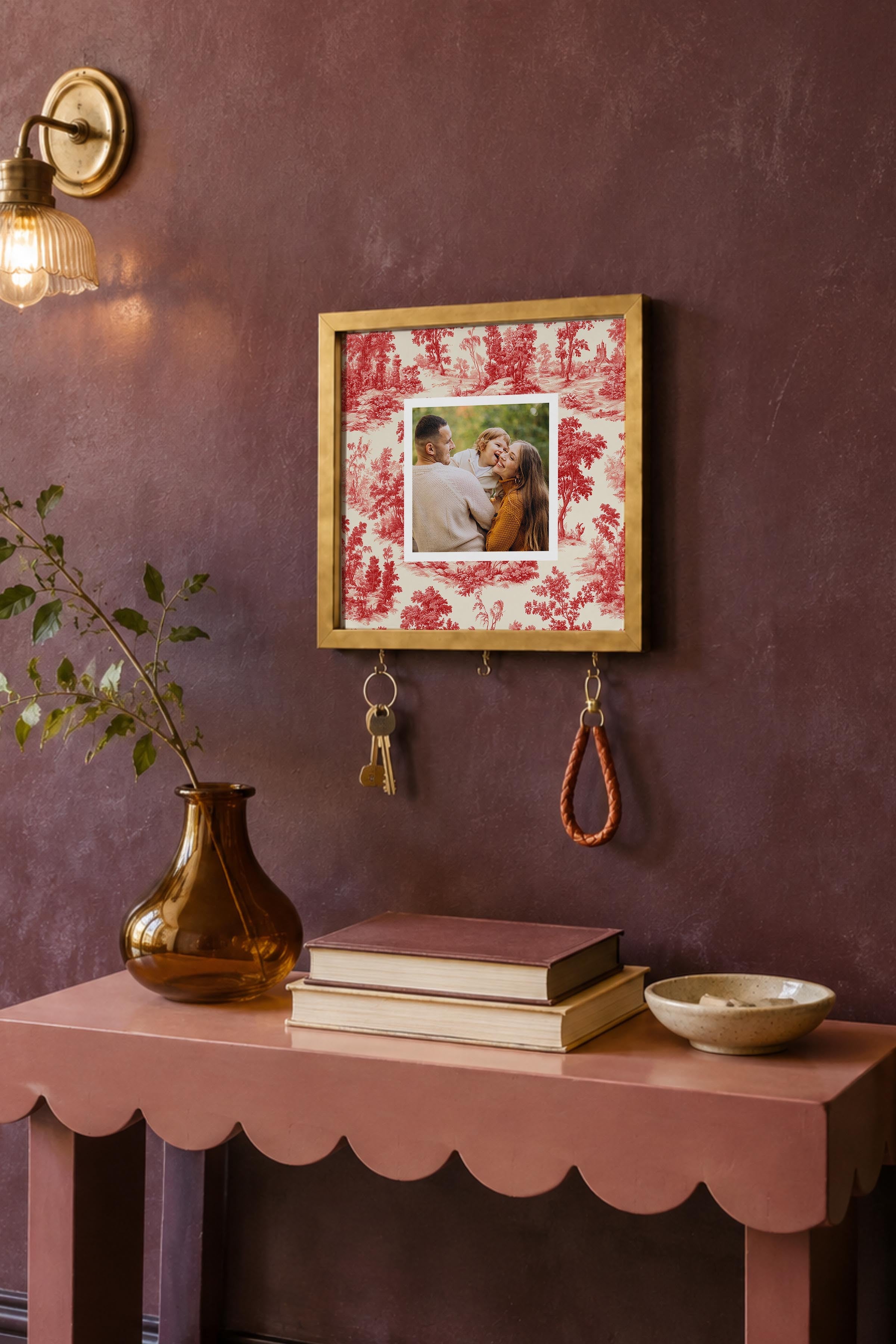 Kişiye Özel Tablo Anahtarlık, Photobooth Stili Gold Fotoğraf Çerçevesi, Vintage Duvar Dekoru