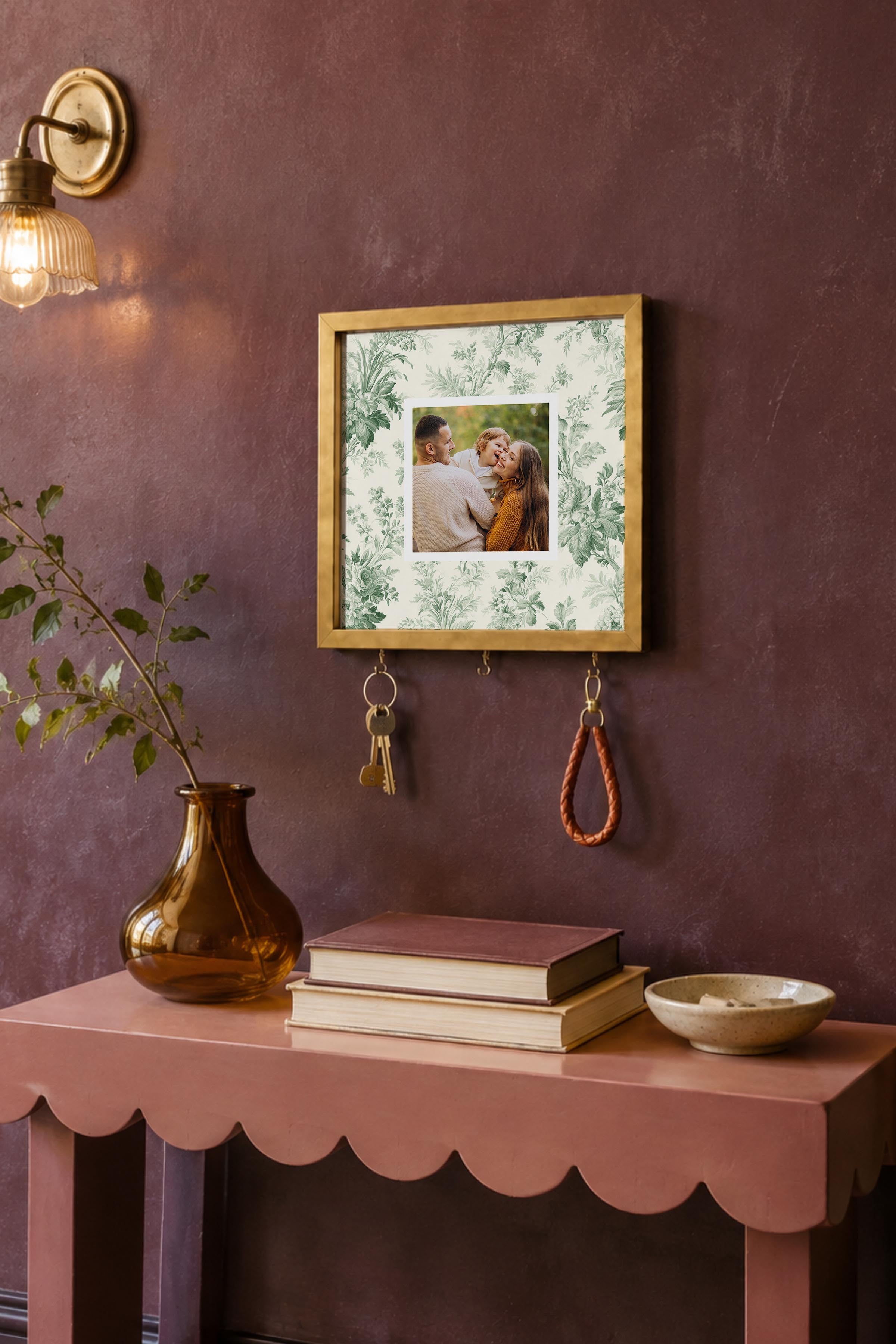 Kişiye Özel Tablo Anahtarlık, Photobooth Stili Gold Fotoğraf Çerçevesi, Vintage Duvar Dekoru