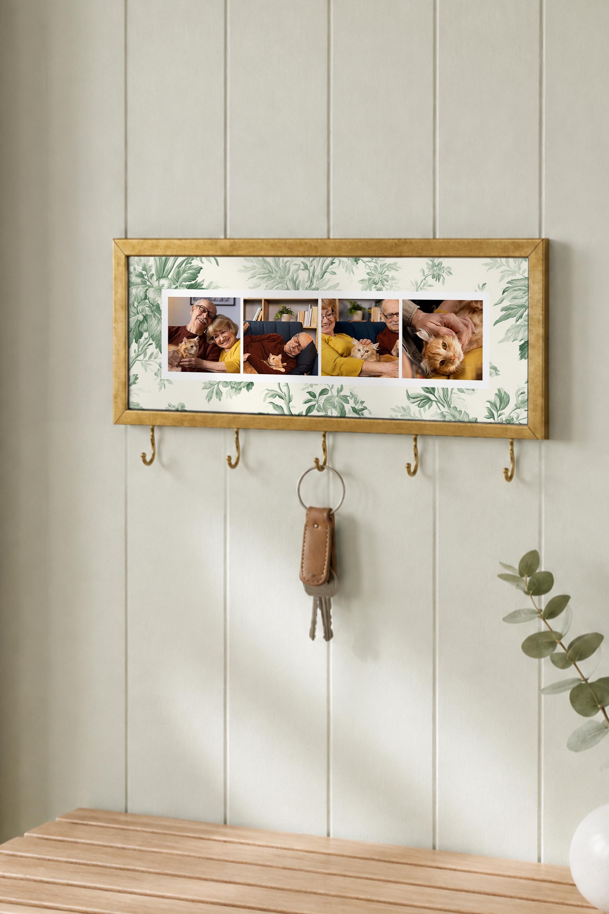 Kişiye Özel Tablo Anahtarlık, Photobooth Stili Gold Fotoğraf Çerçevesi, Vintage Duvar Dekoru