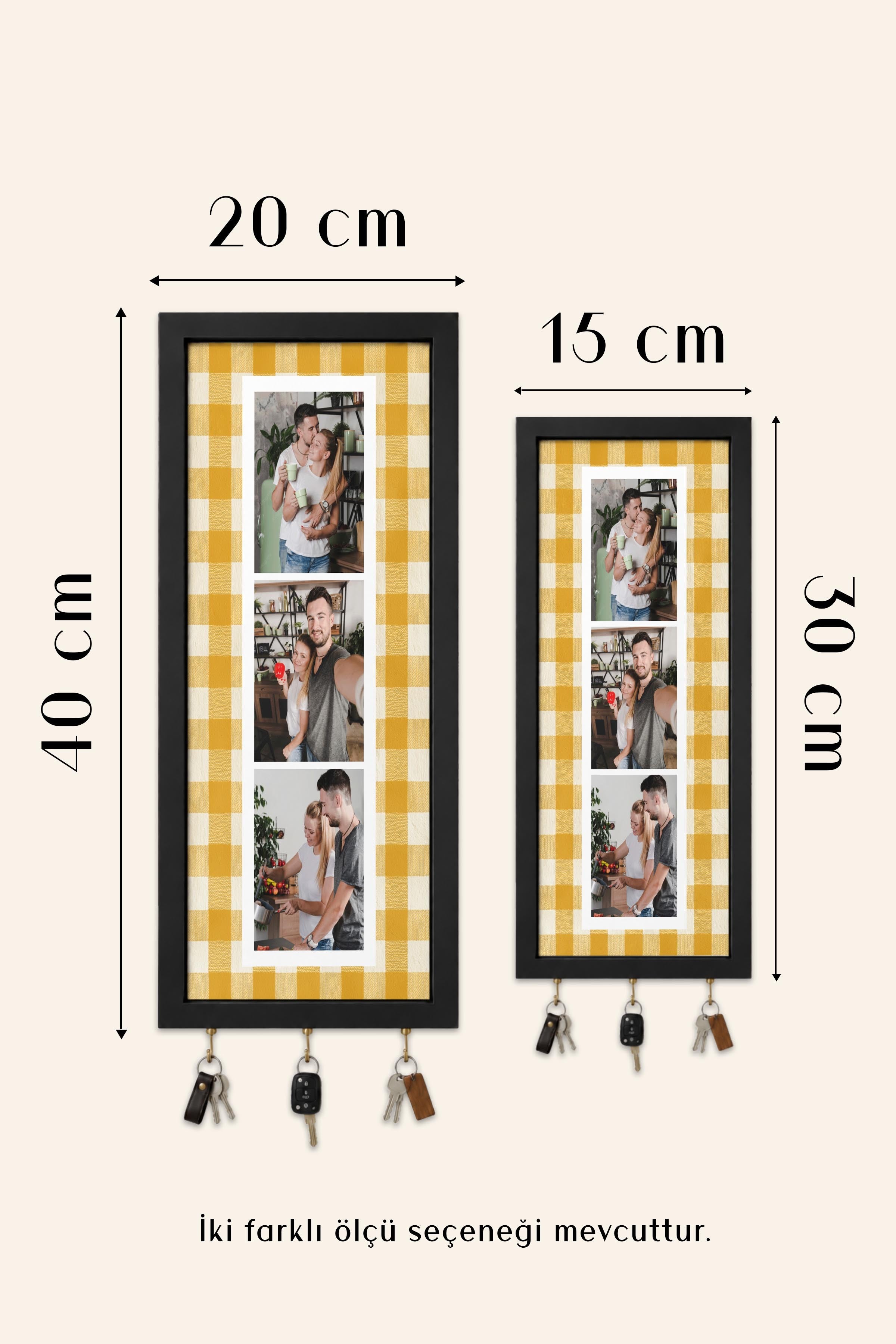 Kişiye Özel Tablo Anahtarlık, Photobooth Stili Gold Fotoğraf Çerçevesi, Vintage Duvar Dekoru