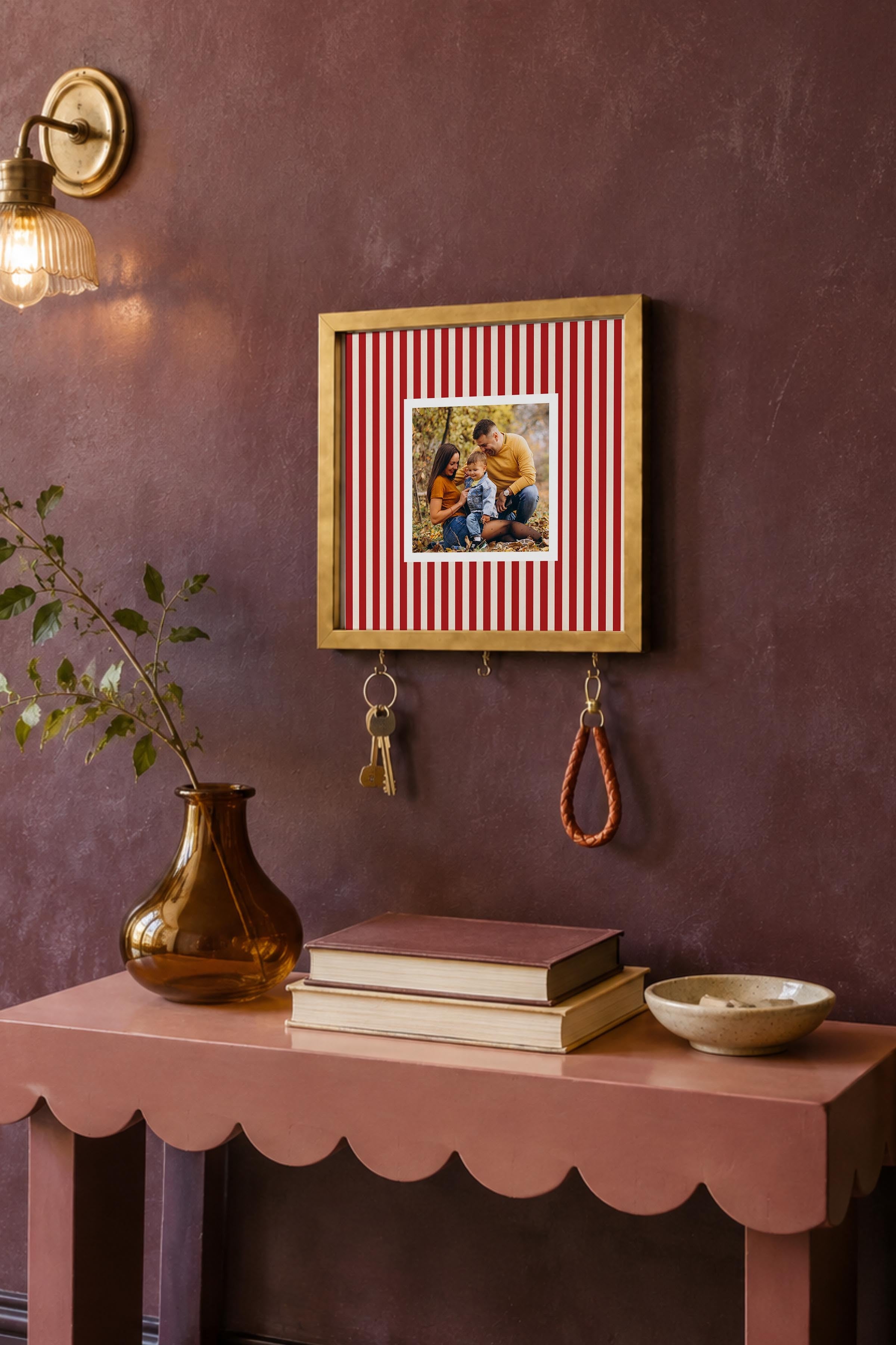 Kişiye Özel Tablo Anahtarlık, Photobooth Stili Gold Fotoğraf Çerçevesi, Vintage Duvar Dekoru