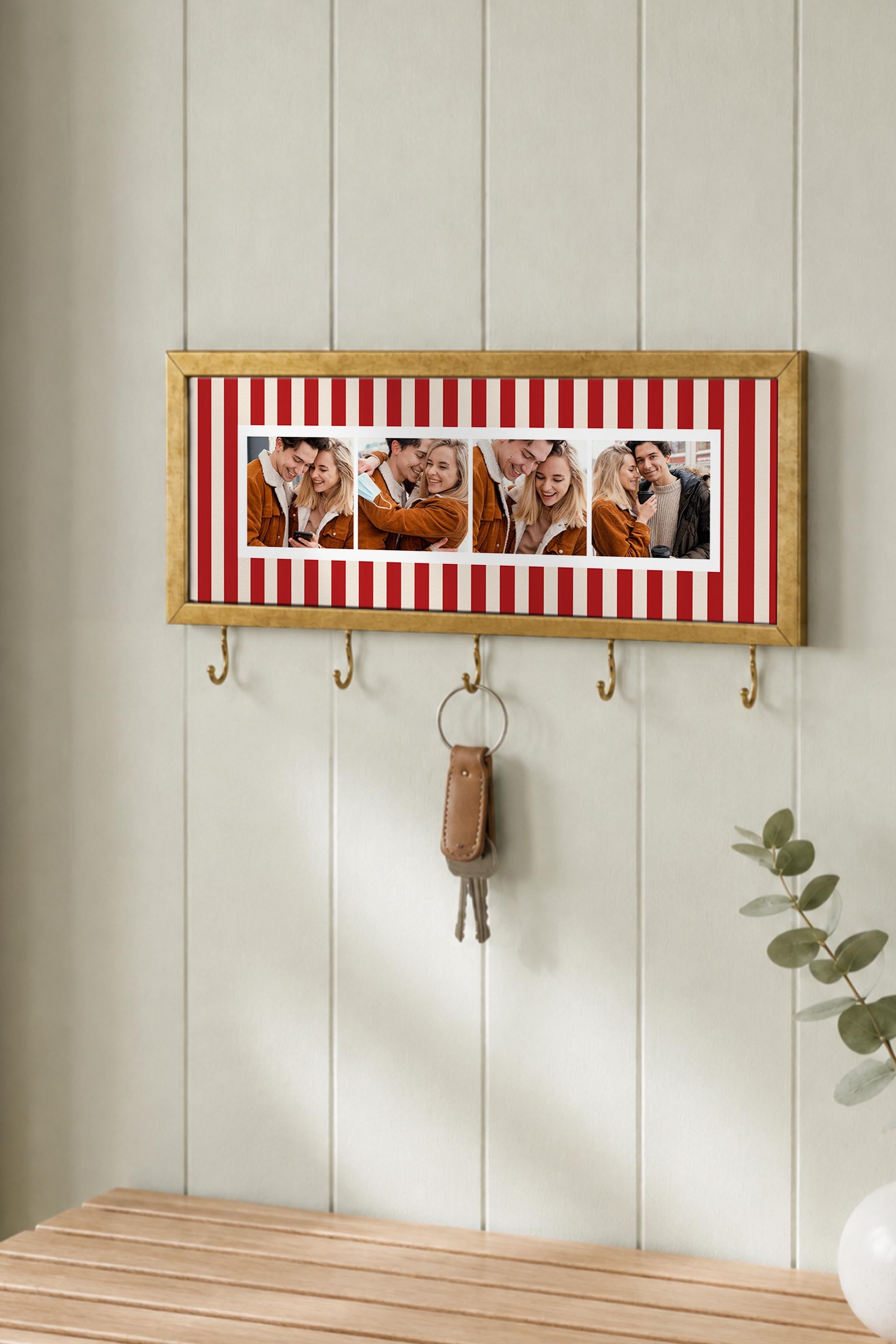 Kişiye Özel Tablo Anahtarlık, Photobooth Stili Gold Fotoğraf Çerçevesi, Vintage Duvar Dekoru