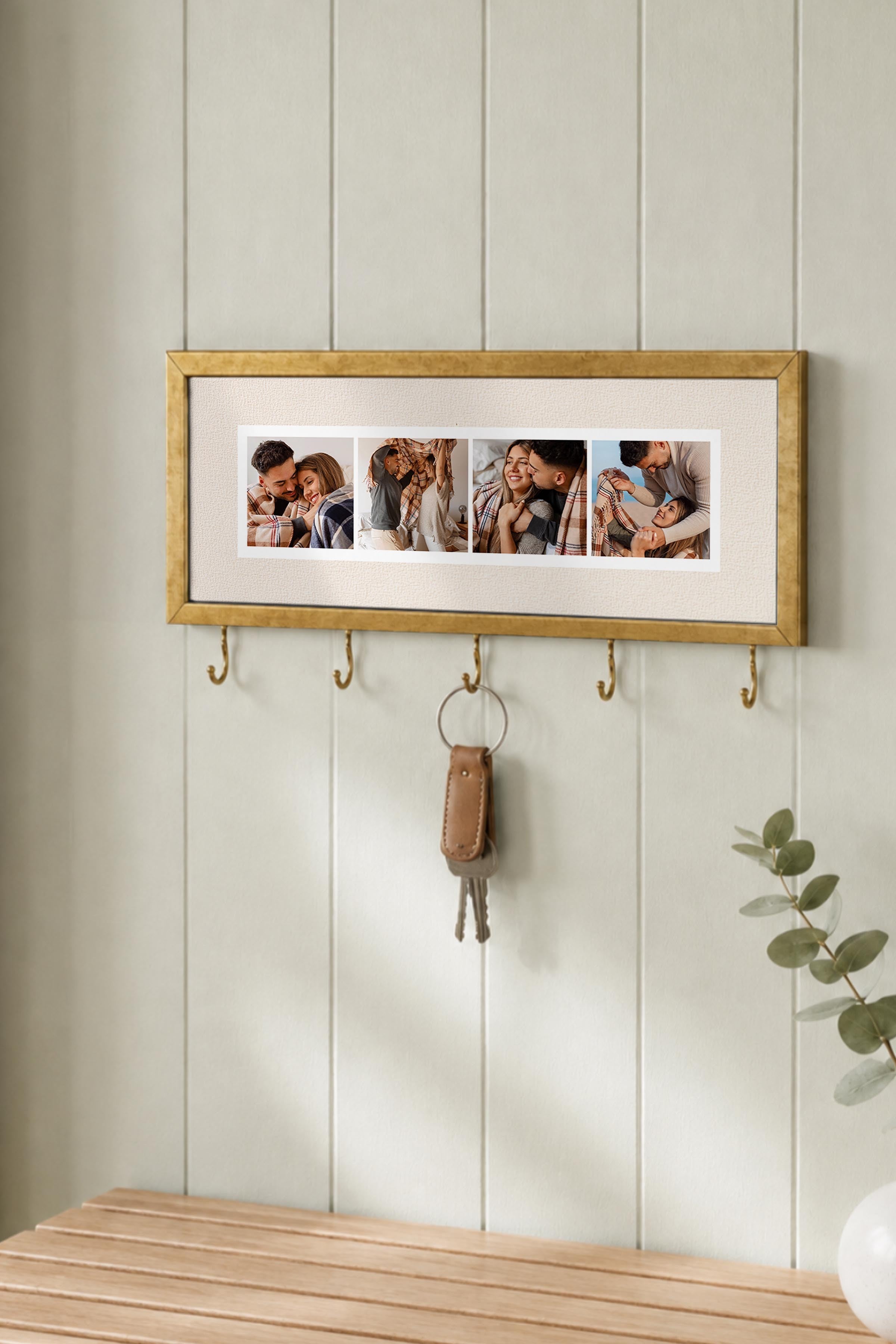 Kişiye Özel Tablo Anahtarlık, Photobooth Stili Gold Fotoğraf Çerçevesi, Vintage Duvar Dekoru