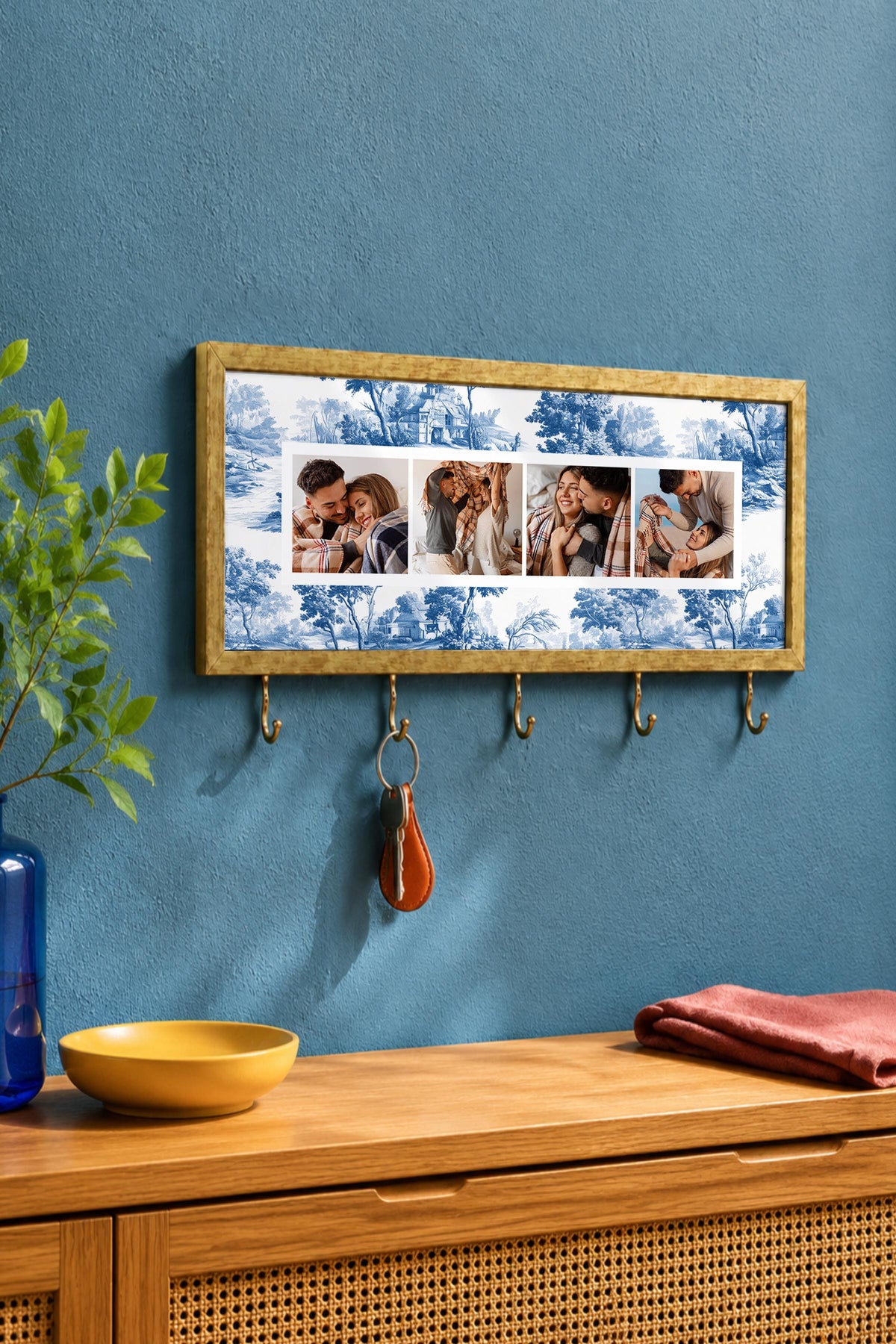 Kişiye Özel Tablo Anahtarlık, Photobooth Stili Gold Fotoğraf Çerçevesi, Vintage Duvar Dekoru
