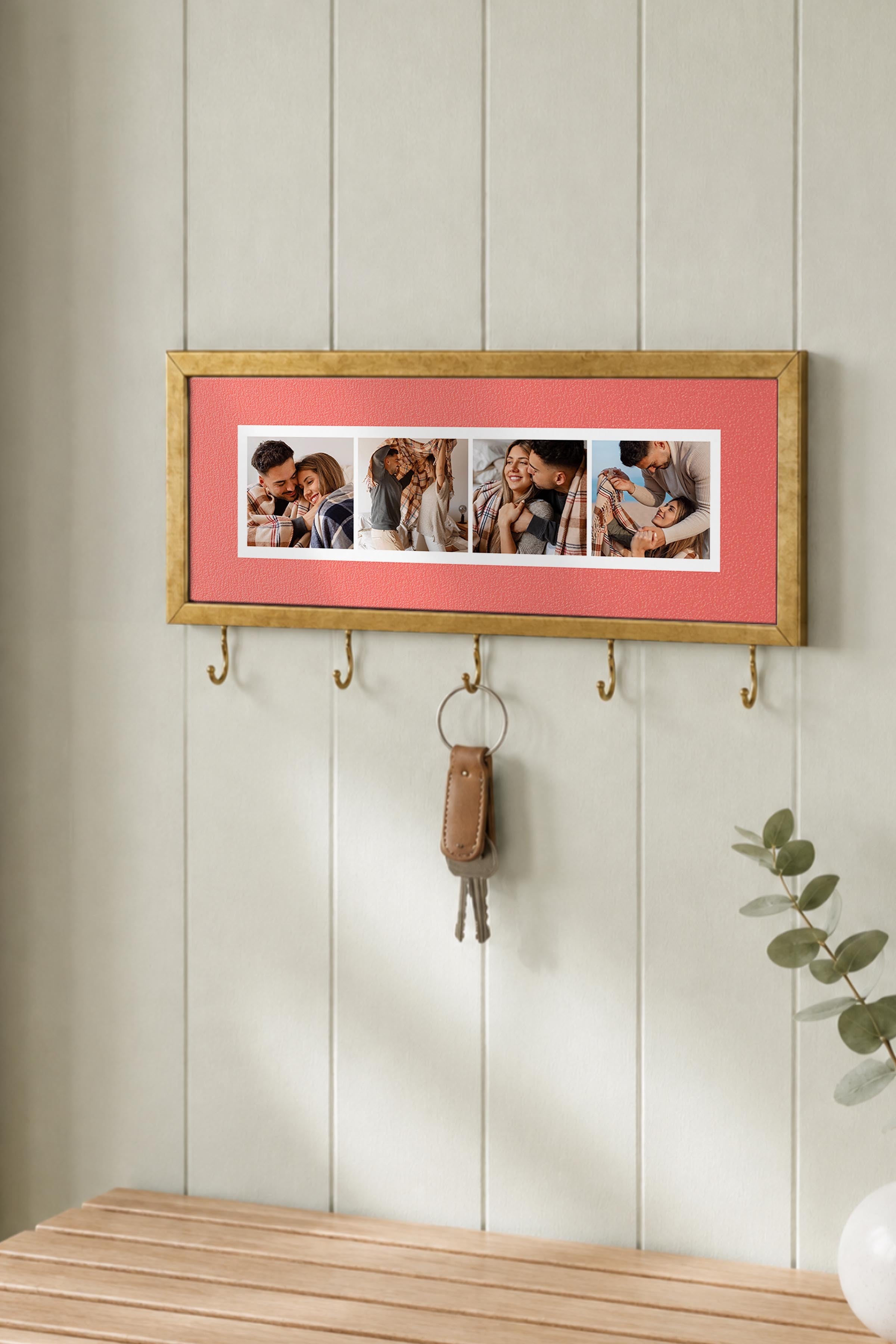 Kişiye Özel Tablo Anahtarlık, Photobooth Stili Gold Fotoğraf Çerçevesi, Vintage Duvar Dekoru