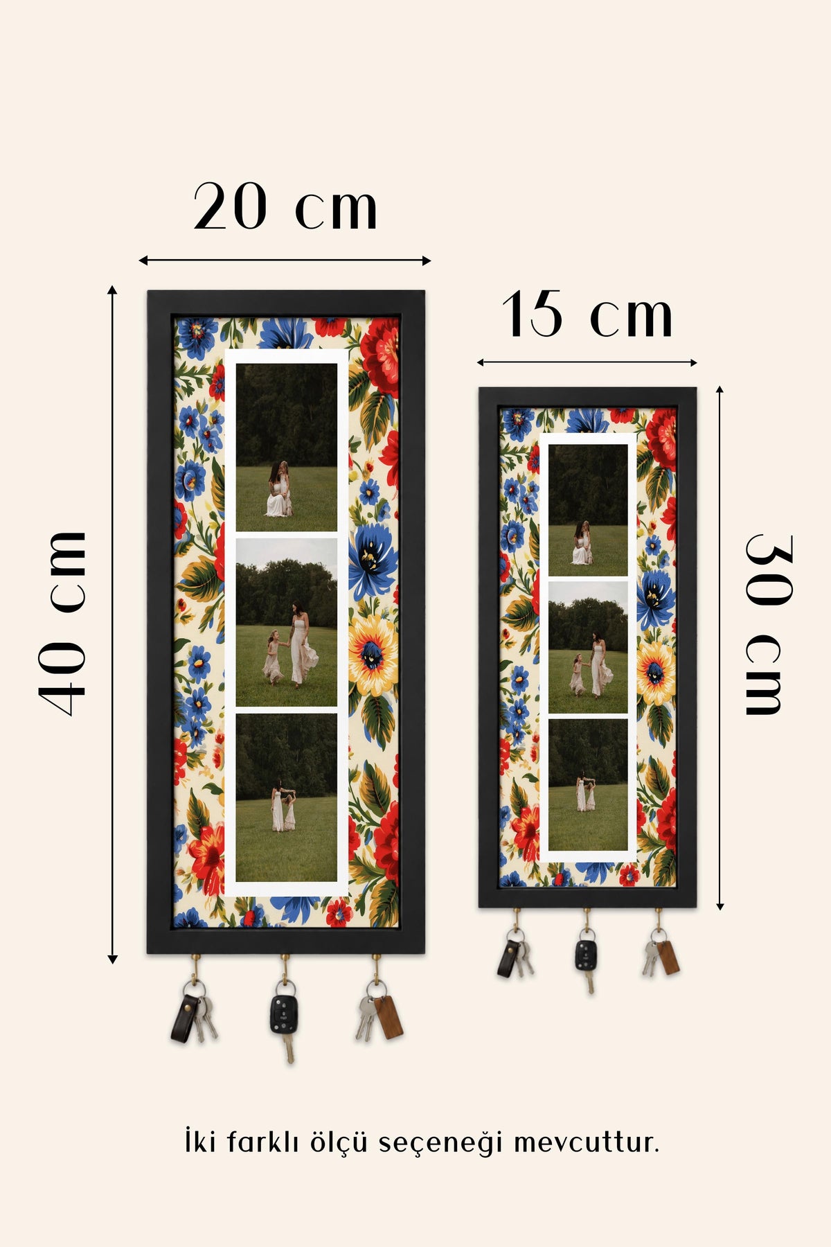 Kişiye Özel Tablo Anahtarlık, Photobooth Stili Gold Fotoğraf Çerçevesi, Vintage Duvar Dekoru