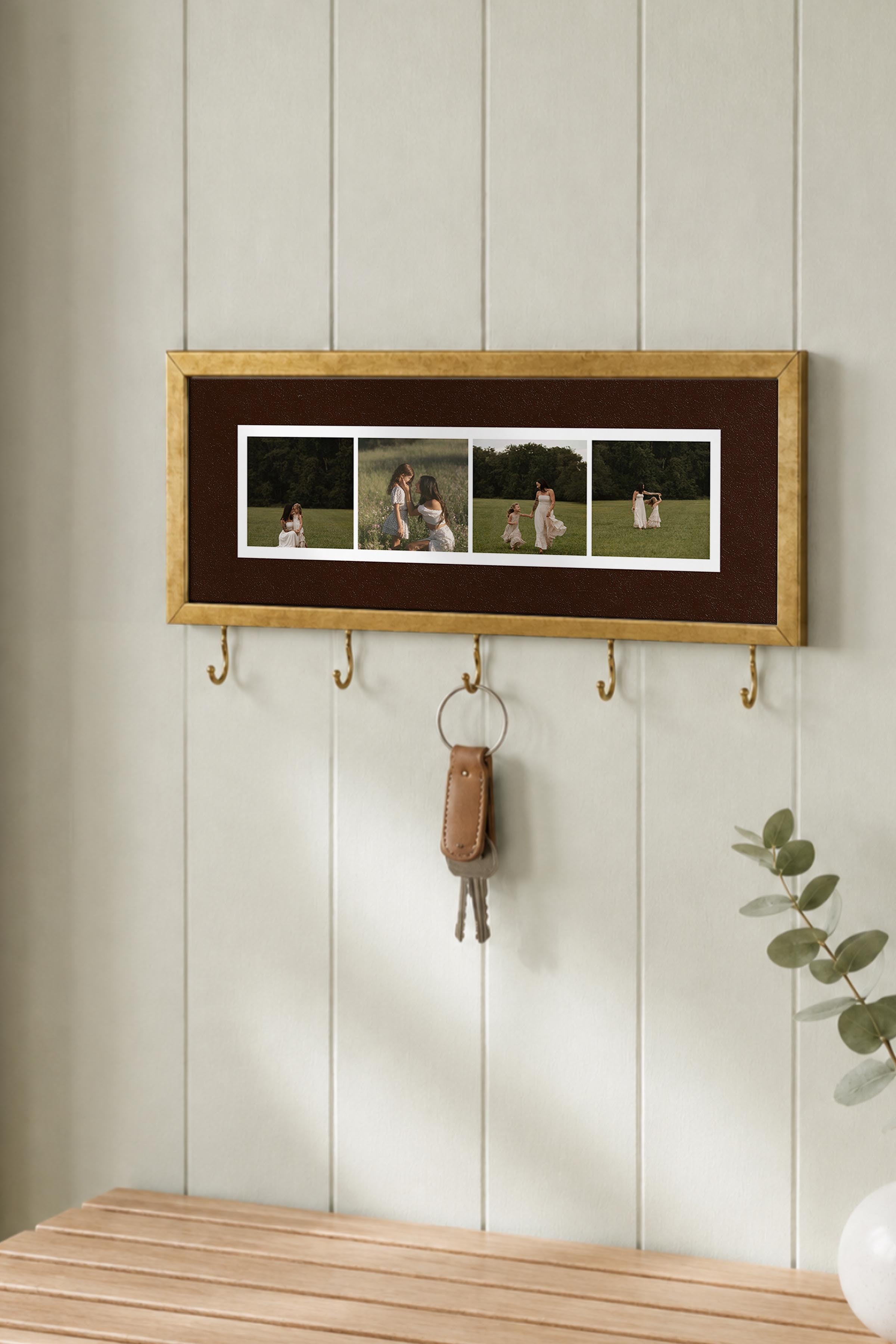 Kişiye Özel Tablo Anahtarlık, Photobooth Stili Gold Fotoğraf Çerçevesi, Vintage Duvar Dekoru