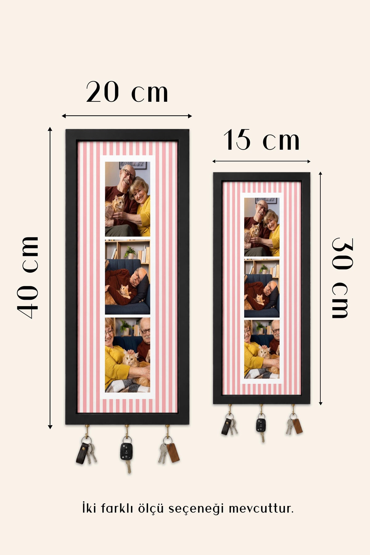 Kişiye Özel Tablo Anahtarlık, Photobooth Stili Gold Fotoğraf Çerçevesi, Vintage Duvar Dekoru