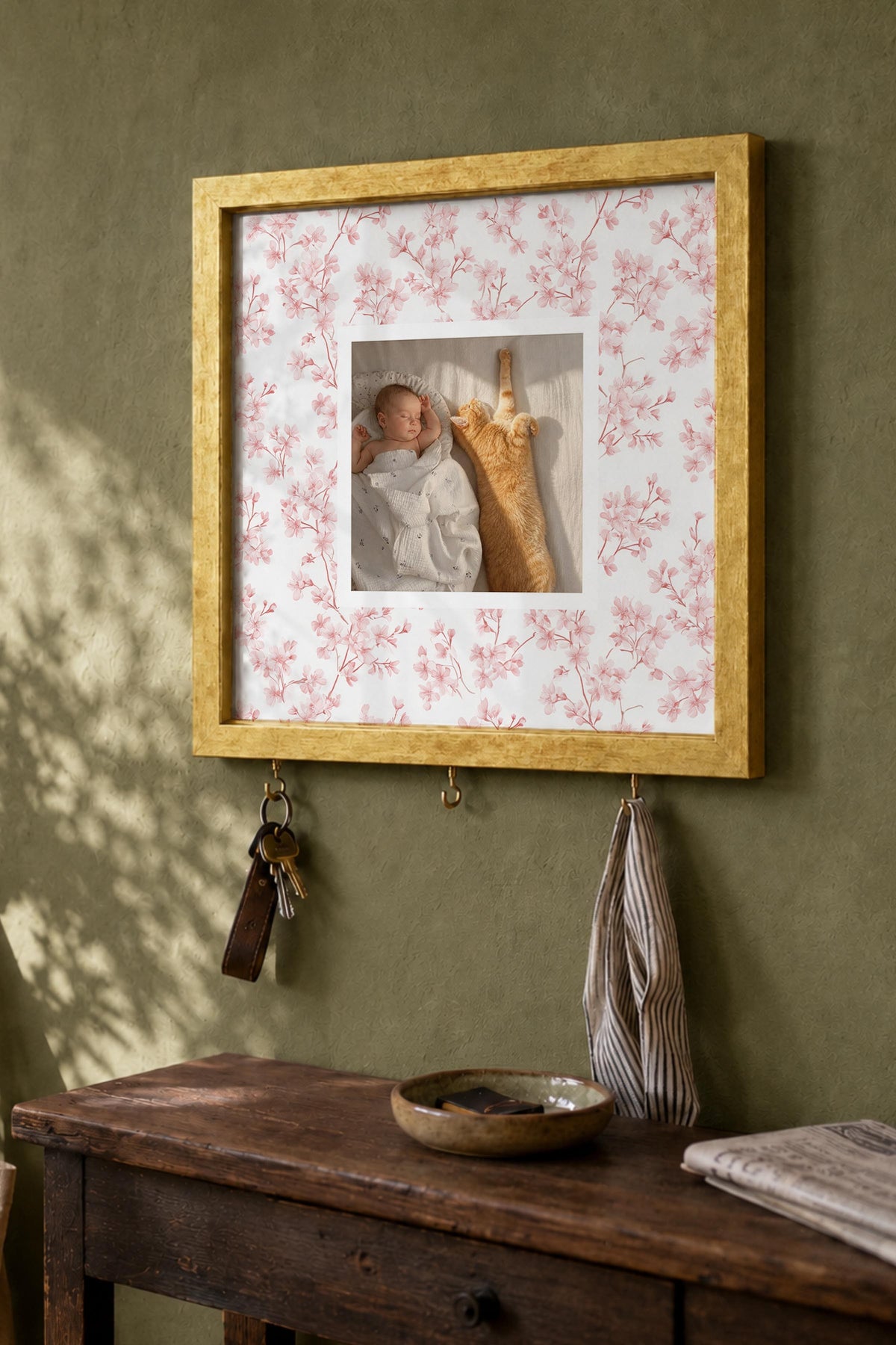 Kişiye Özel Tablo Anahtarlık, Photobooth Stili Gold Fotoğraf Çerçevesi, Vintage Duvar Dekoru