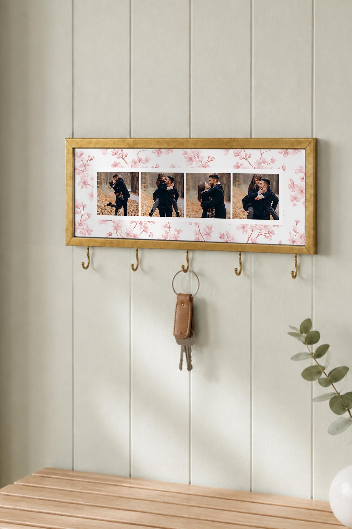 Kişiye Özel Tablo Anahtarlık, Photobooth Stili Gold Fotoğraf Çerçevesi, Vintage Duvar Dekoru