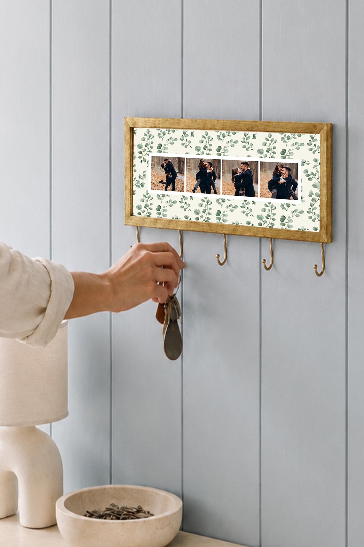 Kişiye Özel Tablo Anahtarlık, Photobooth Stili Gold Fotoğraf Çerçevesi, Vintage Duvar Dekoru