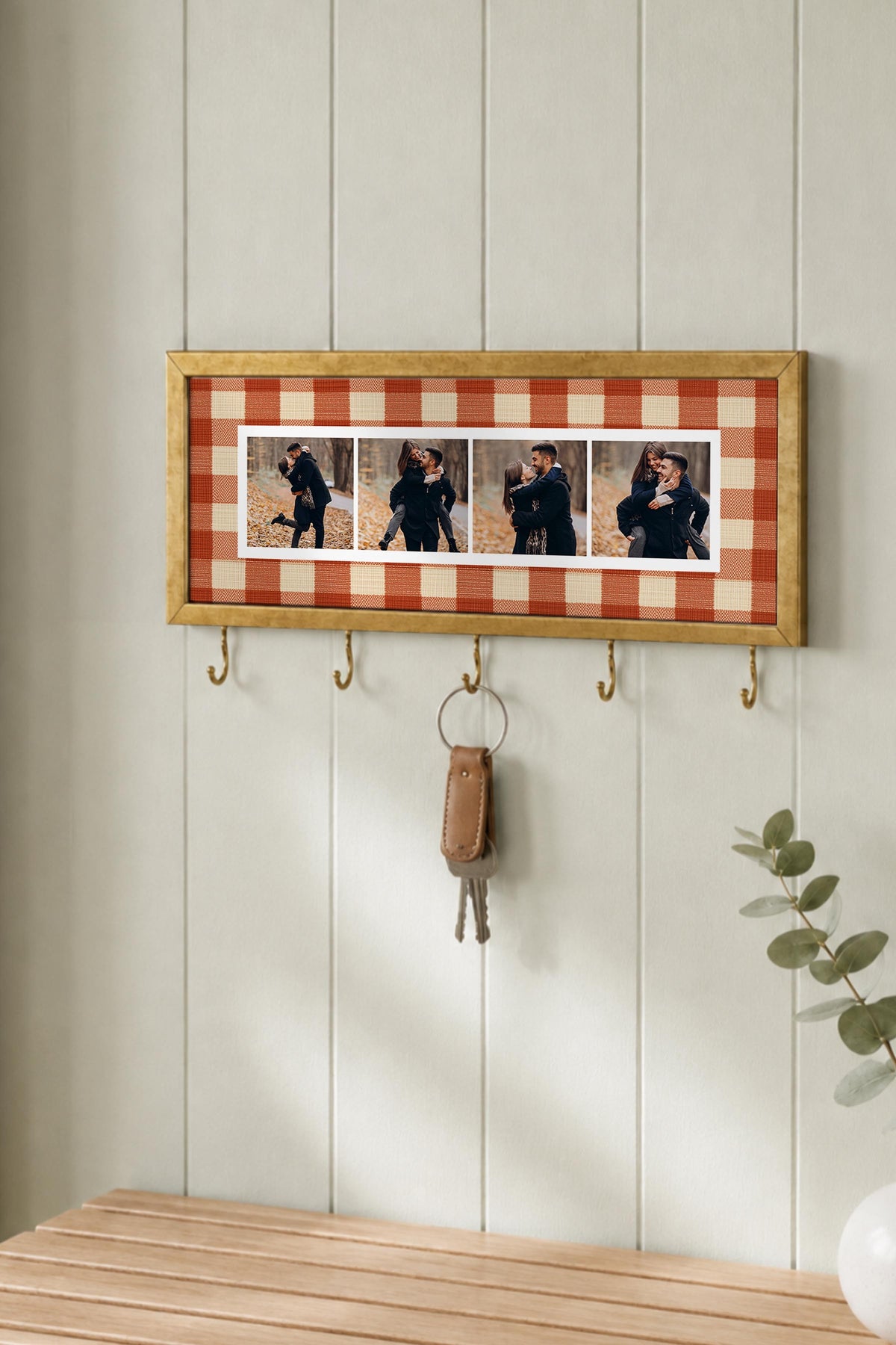 Kişiye Özel Tablo Anahtarlık, Photobooth Stili Gold Fotoğraf Çerçevesi, Vintage Duvar Dekoru