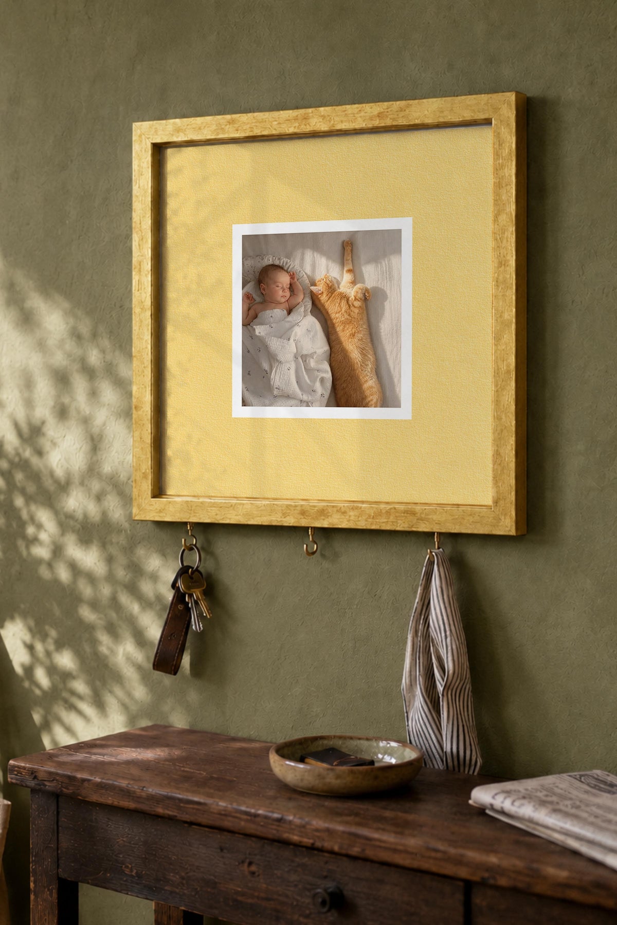 Kişiye Özel Tablo Anahtarlık, Photobooth Stili Gold Fotoğraf Çerçevesi, Vintage Duvar Dekoru